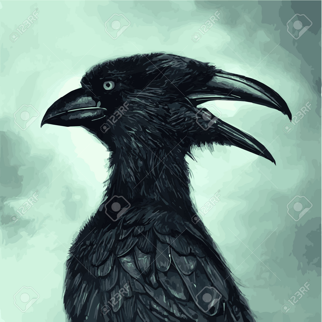 Portrait Mystical Dire Bird Crow, Symbol Of Gothic, Halloween, Fear, By  Black Crows Terrible Foggy Forest. SET Vector Illustration. Unconditional  Wild Animals Drawings Crows Black Silhouette Клипарты, SVG, векторы, и  Набор Иллюстраций