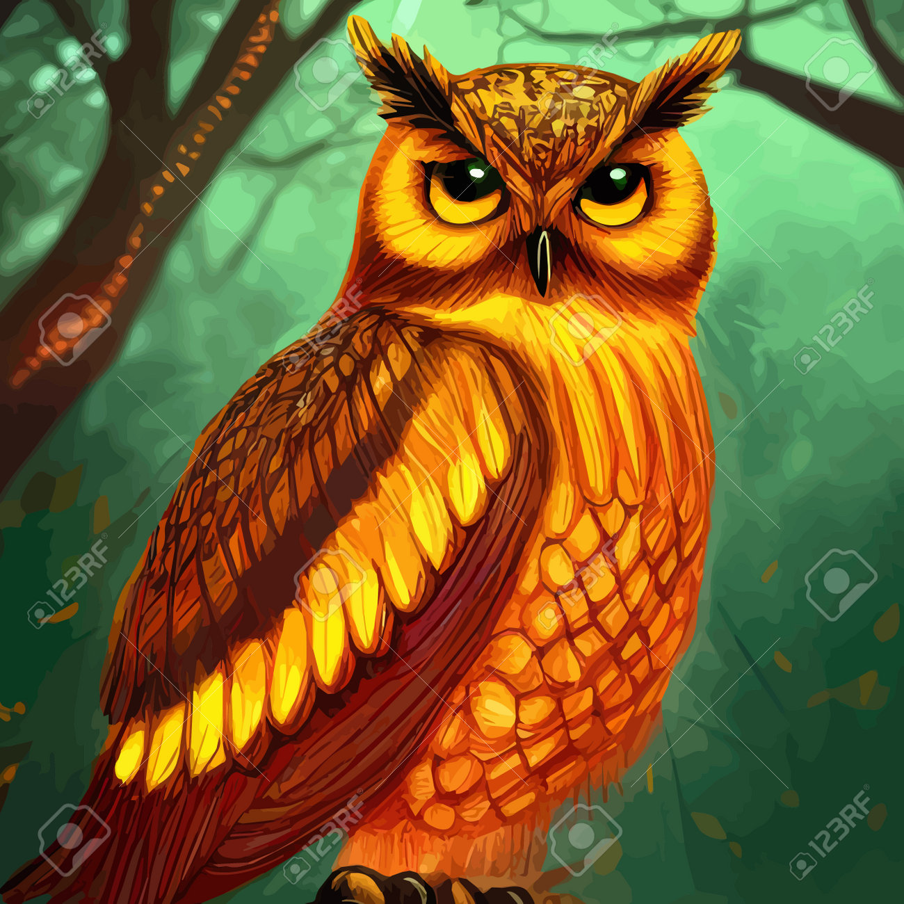 Beautiful Hand Drawn Owl In The Forest. Wise Bird Dressed In Retro. Forest  Animals Concept. Wild Bird Illustration. Royalty Free SVG, Cliparts,  Vectors, and Stock Illustration. Image 197592833., image size:1300x1300