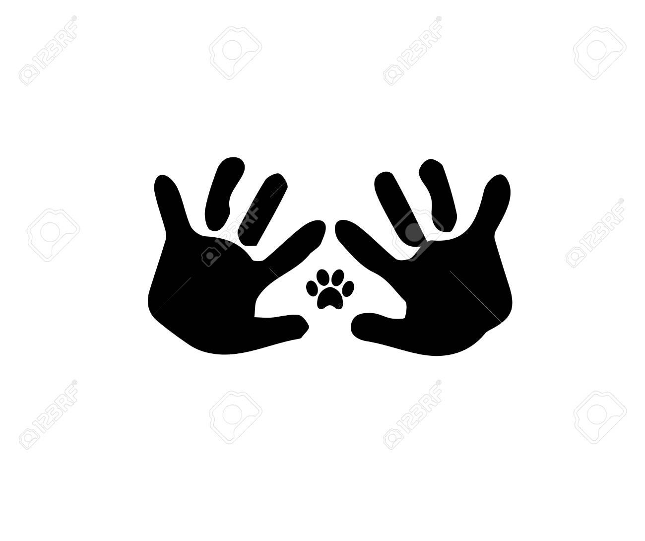 Empreinte De Patte D Animal A L Interieur De L Armature Faite D Empreintes De Main De Bebe Illustration Vectorielle Noir Et Blanc Logo Icone Clip Art Libres De Droits Vecteurs Et Illustration Image