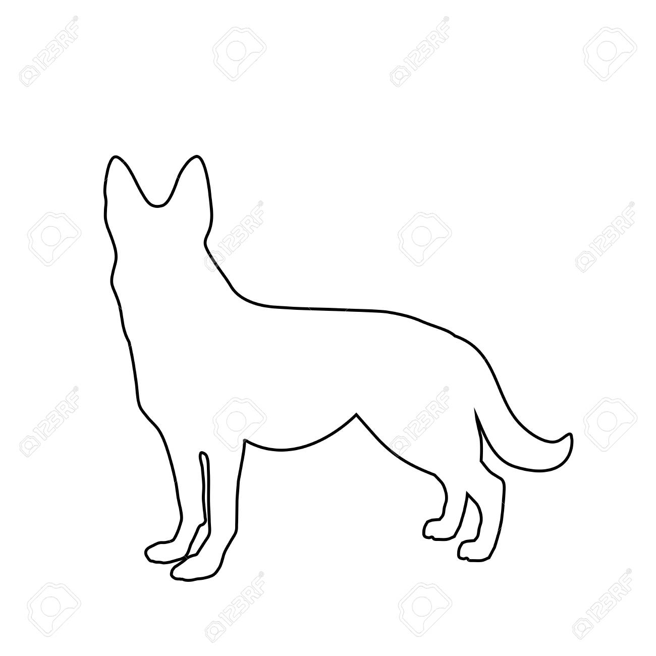 Silhouette De Contour Noir De Chien De Berger Allemand Standig Isolé Sur Fond Blanc Illustration Vectorielle Icône Clipart Symbole De La Nouvelle