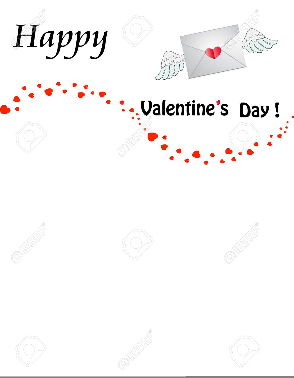 closed heart stamped envelope with white angel wings and hearts envelope wave