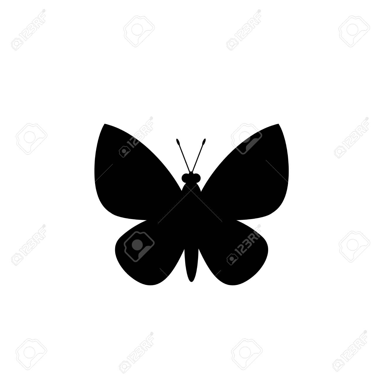 Black Silhouette Of Butterfly Isolated On White Background Vector