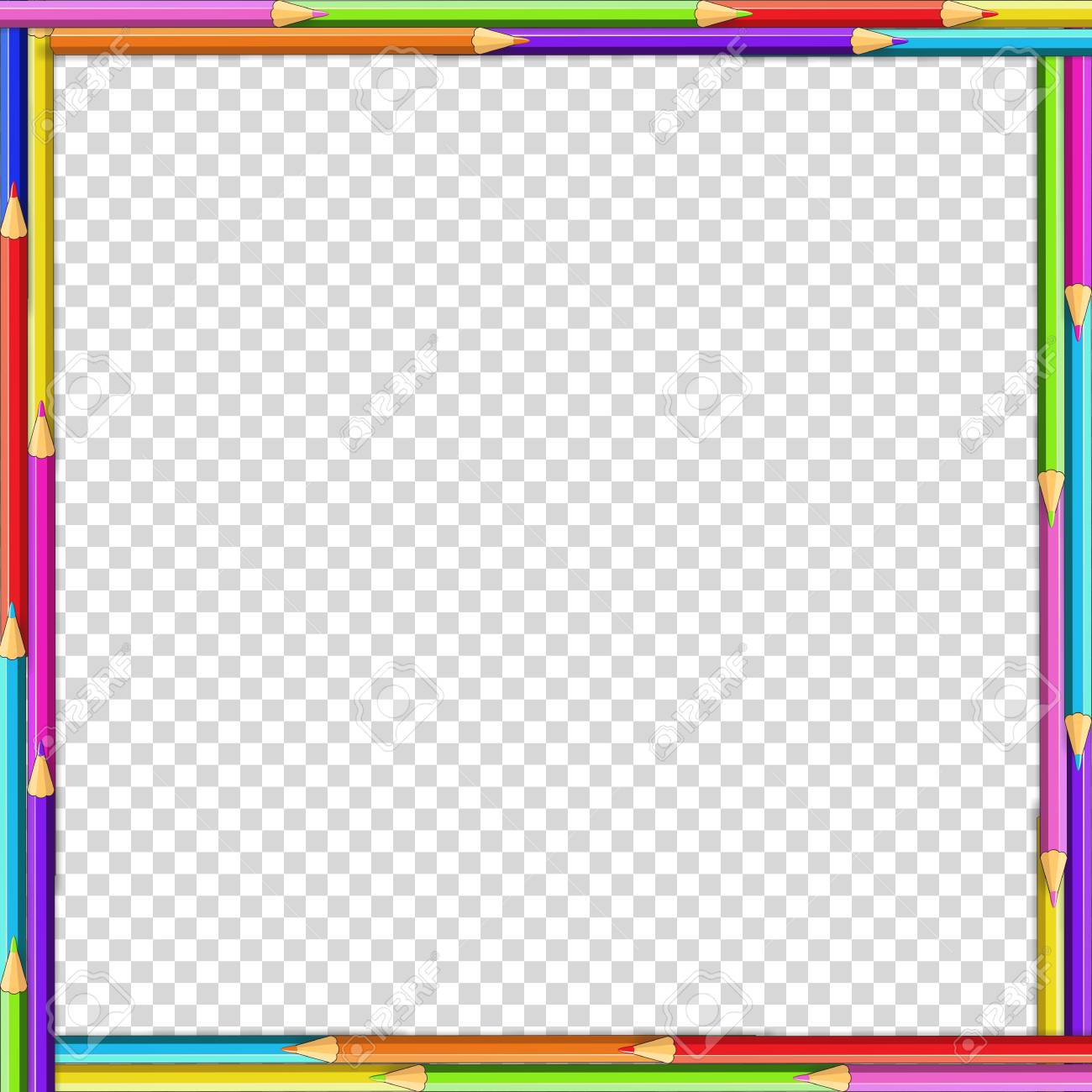 Vector Square Border Made Of Multicolored Wooden Pencils Isolated Royalty Free Cliparts Vectors And Stock Illustration Image
