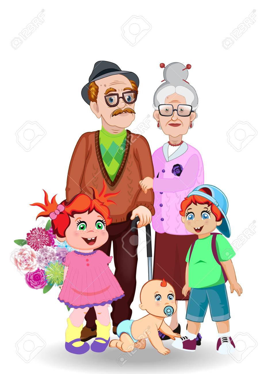 Cartoon Vector Illustration Of Grandparents And Grandchildren Royalty Free Cliparts Vectors And Stock Illustration Image 110508160