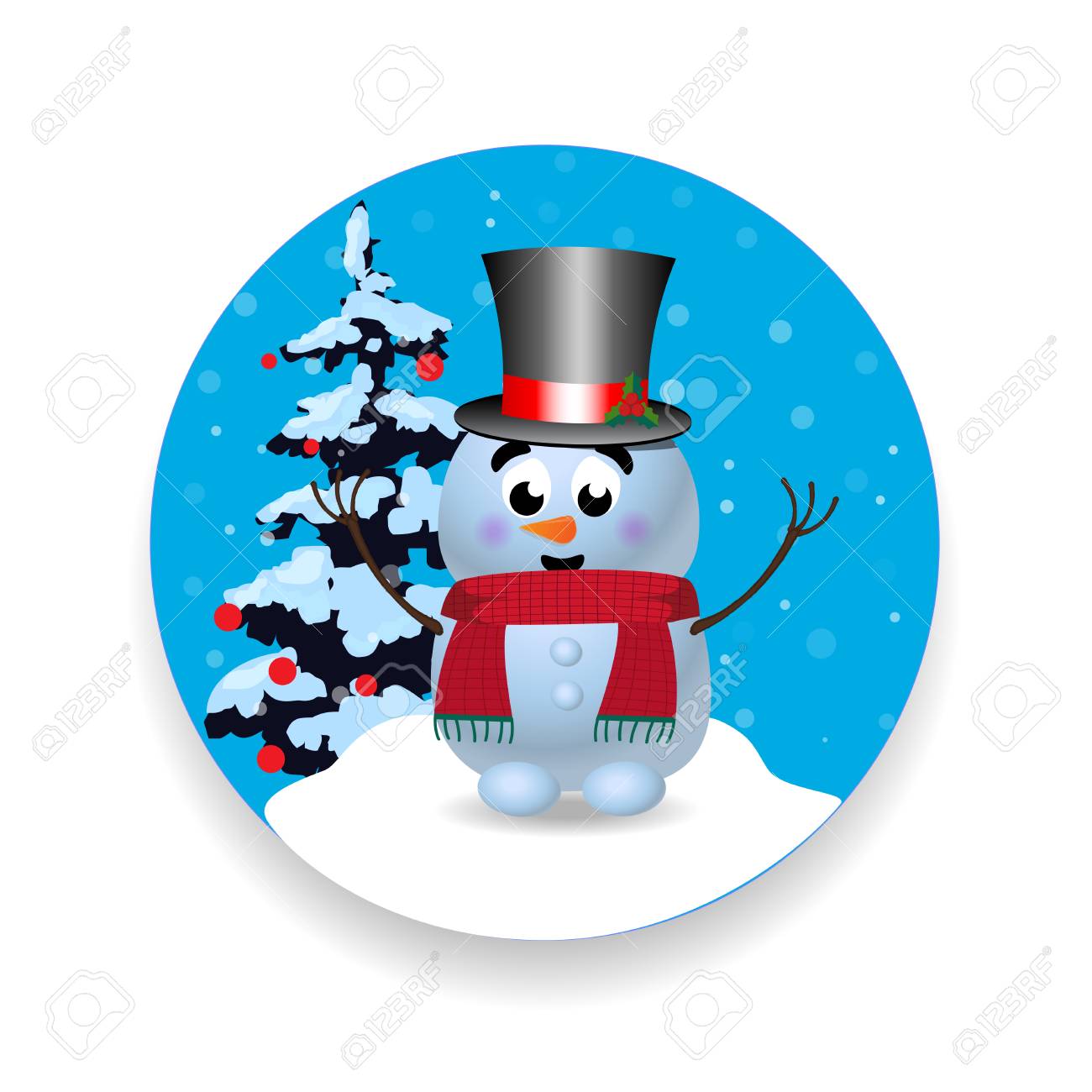 Christmas New Year Round Sign Icon With Cute Cartoon Character Royalty Free Cliparts Vectors And Stock Illustration Image