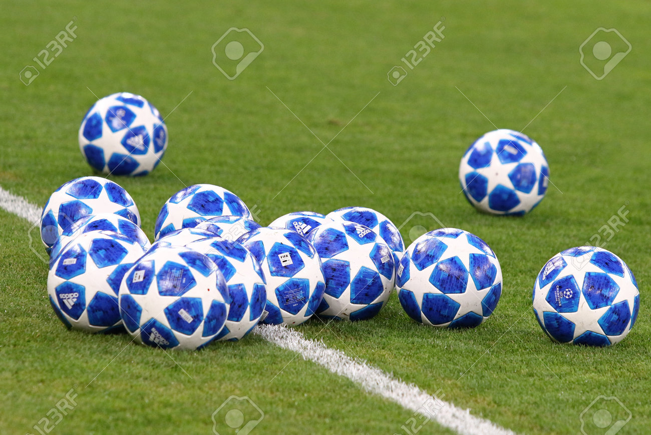 Kyiv Ukraine August 28 18 Official Uefa Champions League 18 19 Season Match Balls On The Kyiv Ukraine August 28 18 Official Uefa Champions League 18 19 Season Match Balls On The