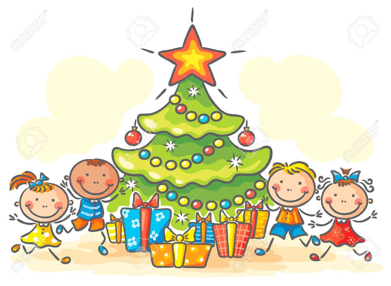 幸せな子供のクリスマス プレゼントを取得のイラスト素材 ベクタ Image 31993627