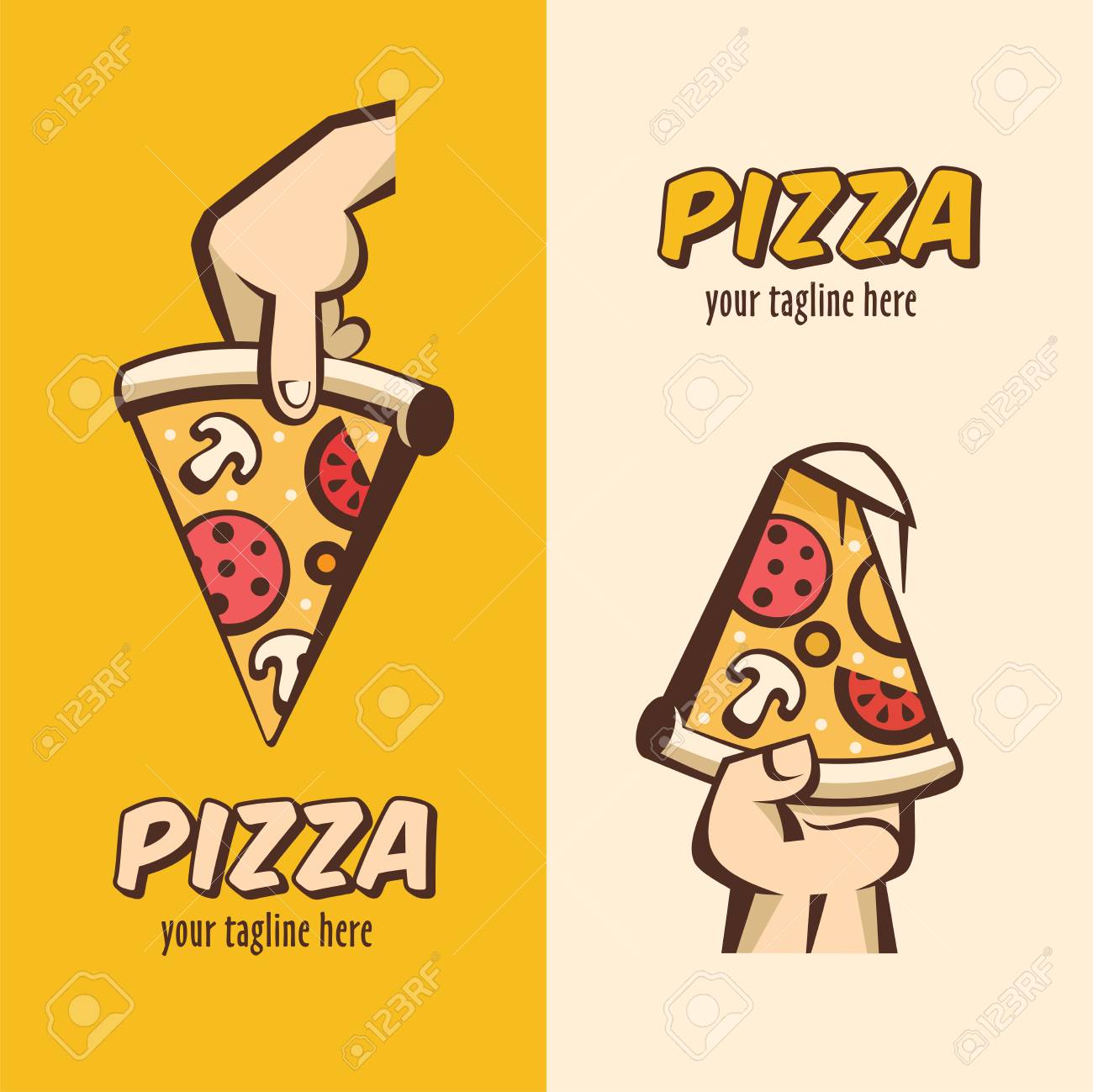 collection of vector logos in cartoon style italian pizza a italian pizza logos