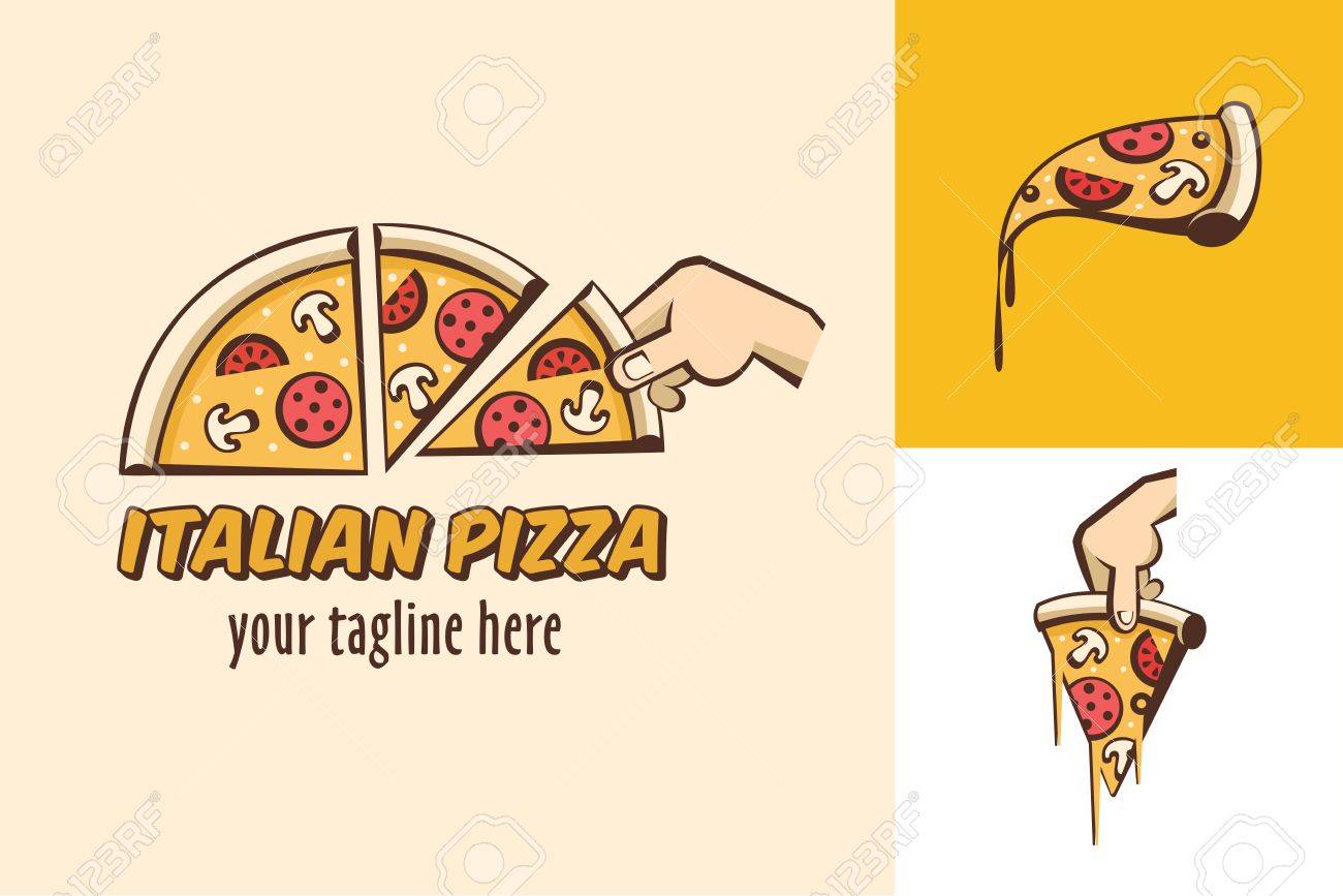 italian pizza vector logos in cartoon style royalty free cliparts italian pizza logos