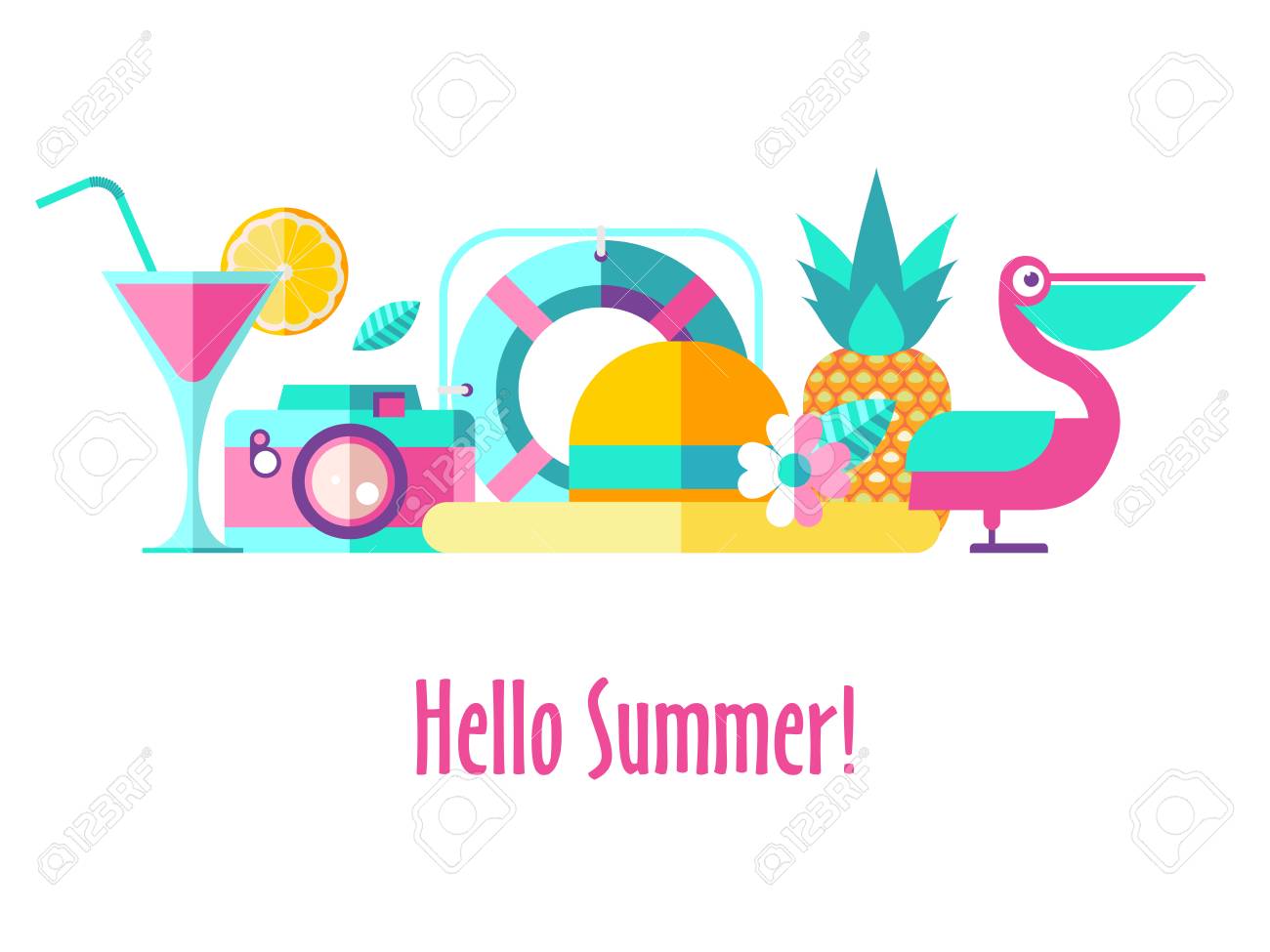 Hello Summer A Horizontal Poster Vector Illustration Of Clipart Royalty Free Cliparts Vectors And Stock Illustration Image