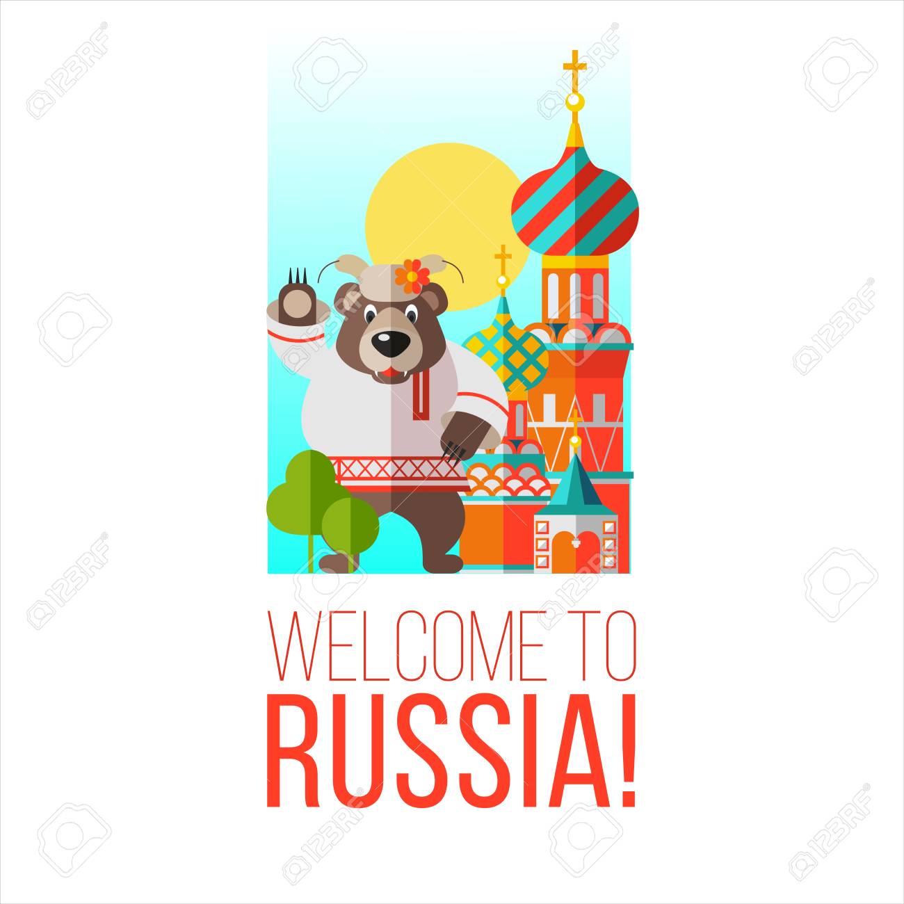 welcome to russia banner or printable items vector illustration printable banner