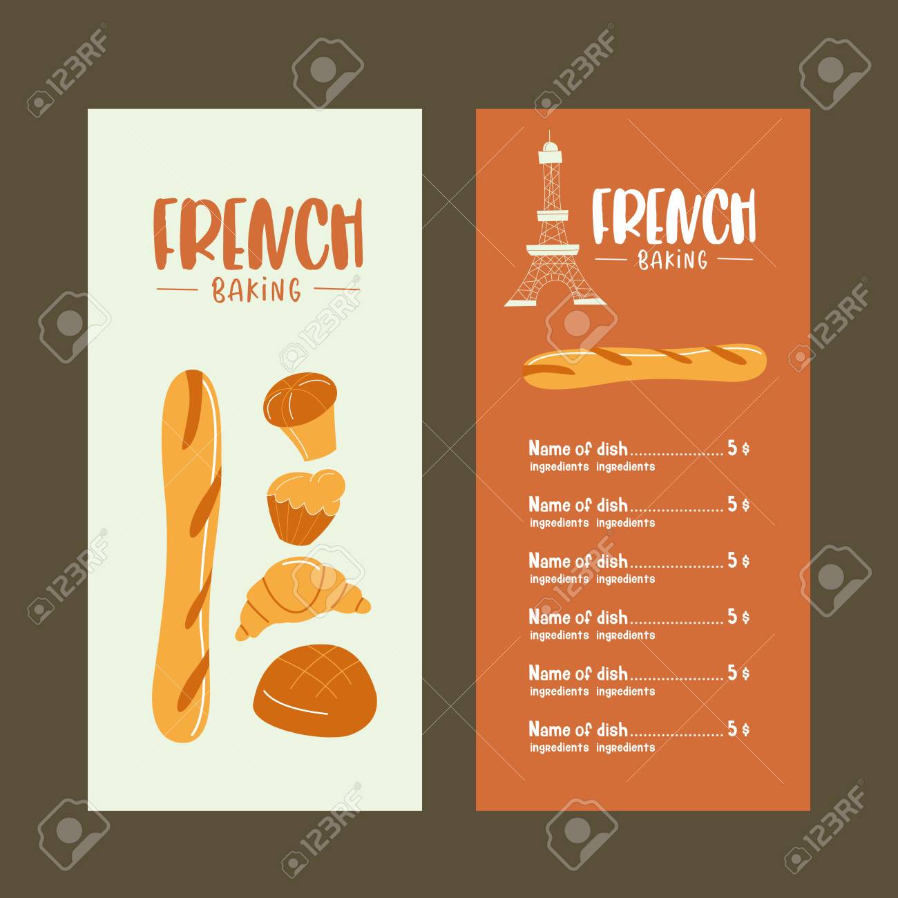 traditional french pastries bread baguettes croissants bread free bakery menu template