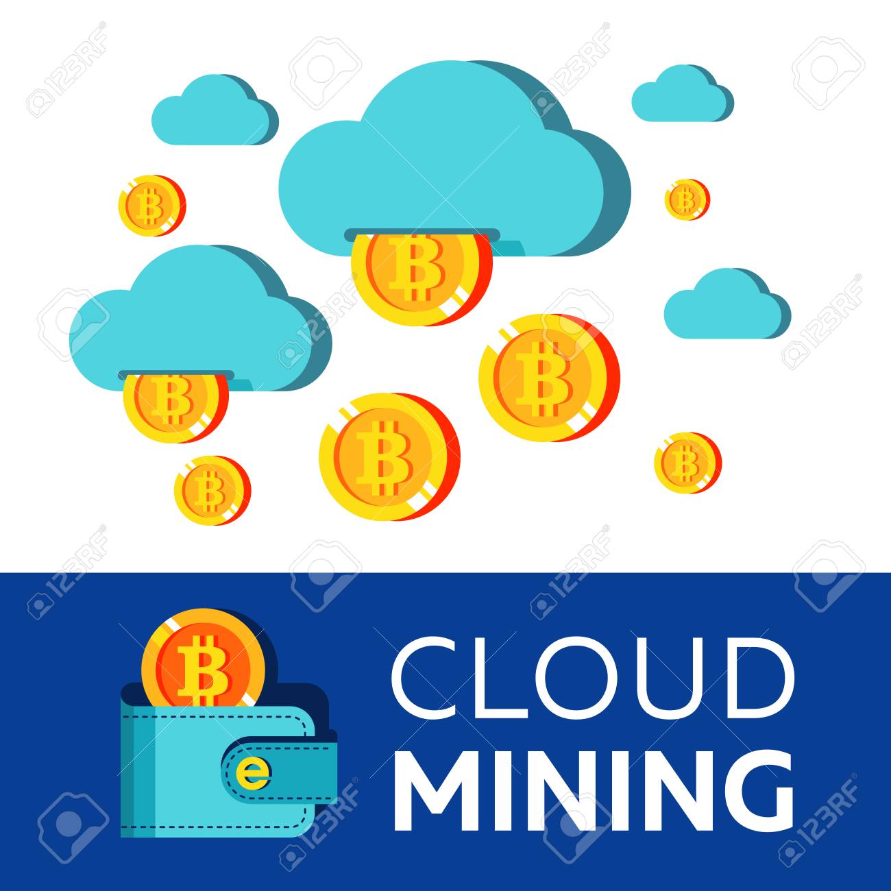 Minería En La Nube. Desde Las Nubes Se Desmoronan Las Monedas Bitcoin. Minería  Bitcoin. Ilustración Conceptual De Vector. Criptomoneda. Ilustraciones svg,  vectoriales, clip art vectorizado libre de derechos. Image 117007314
