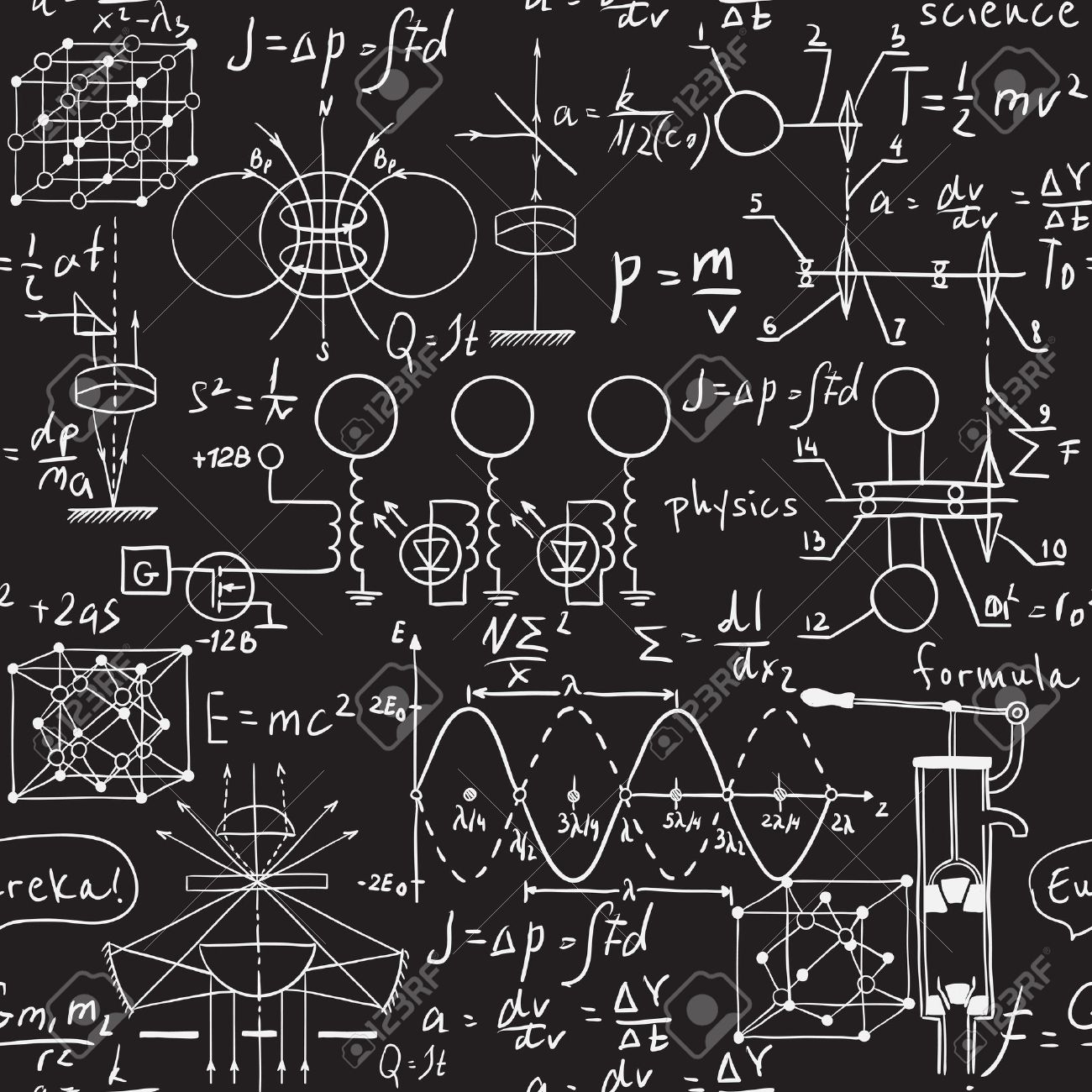 Physical formulas, graphics and scientific calculations on chalkboard. Vintage hand drawn illustration laboratory seamless pattern - 43922159 Physical formulas, graphics and scientific calculations on chalkboard. Vintage hand drawn illustration laboratory seamless pattern - 43922159