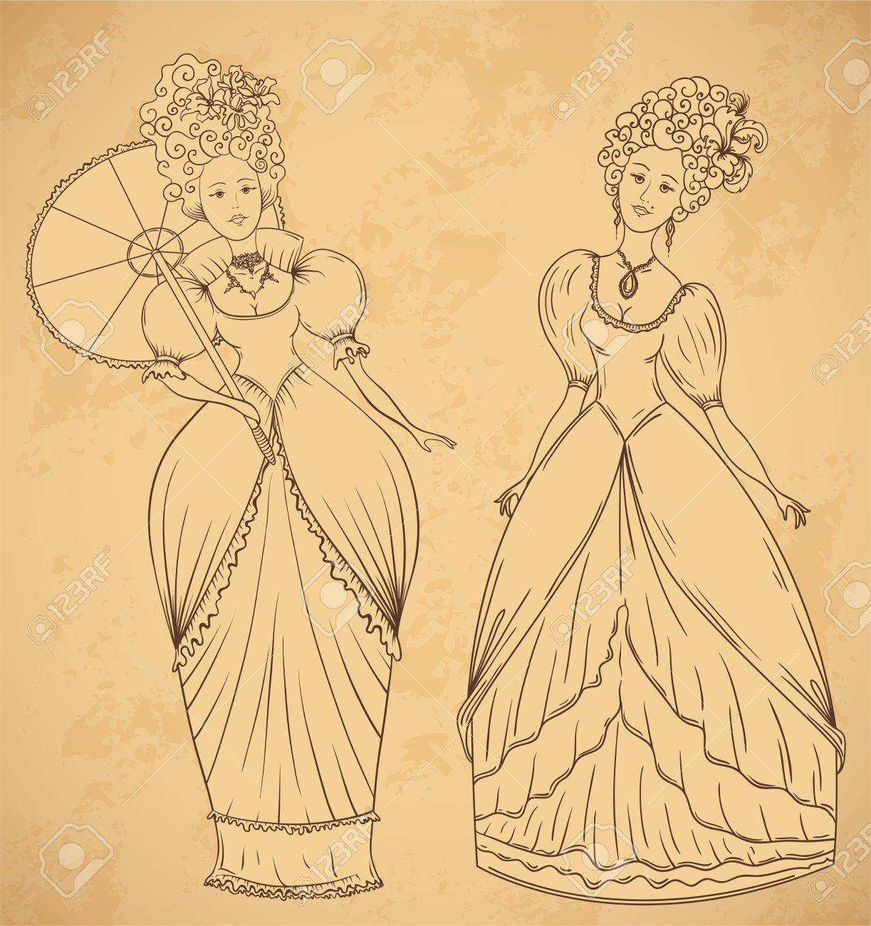 Resultado de imagen de dibujos estilo barroco mujeres peinadas