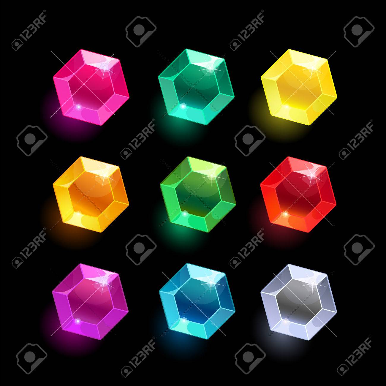セット漫画六角形の異なる色の結晶 宝石 宝石 ダイヤモンドはベクトル ゲーム Design Isolated ベクトル要素の Gui 資産コレクションです Gui 要素 モバイル ゲーム ベクトル ゲーム Assets Menu のイラスト素材 ベクタ Image
