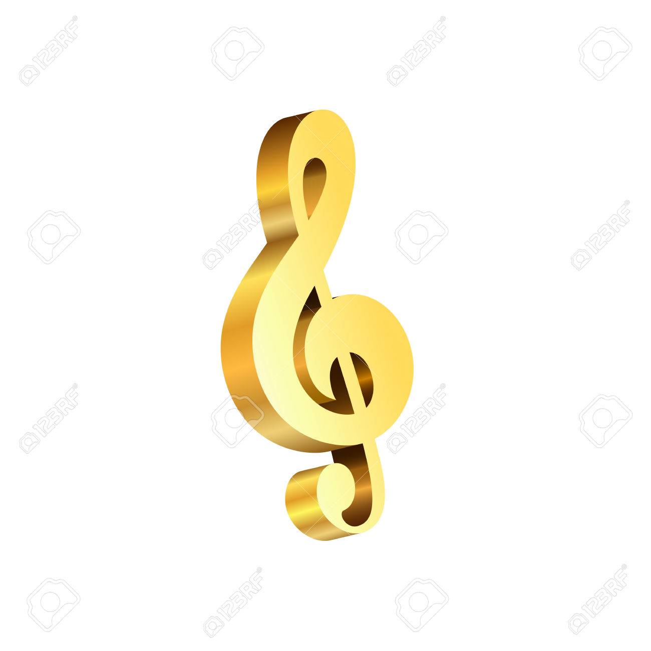 vector gold treble clef 3d music day isolated on a white background music clef