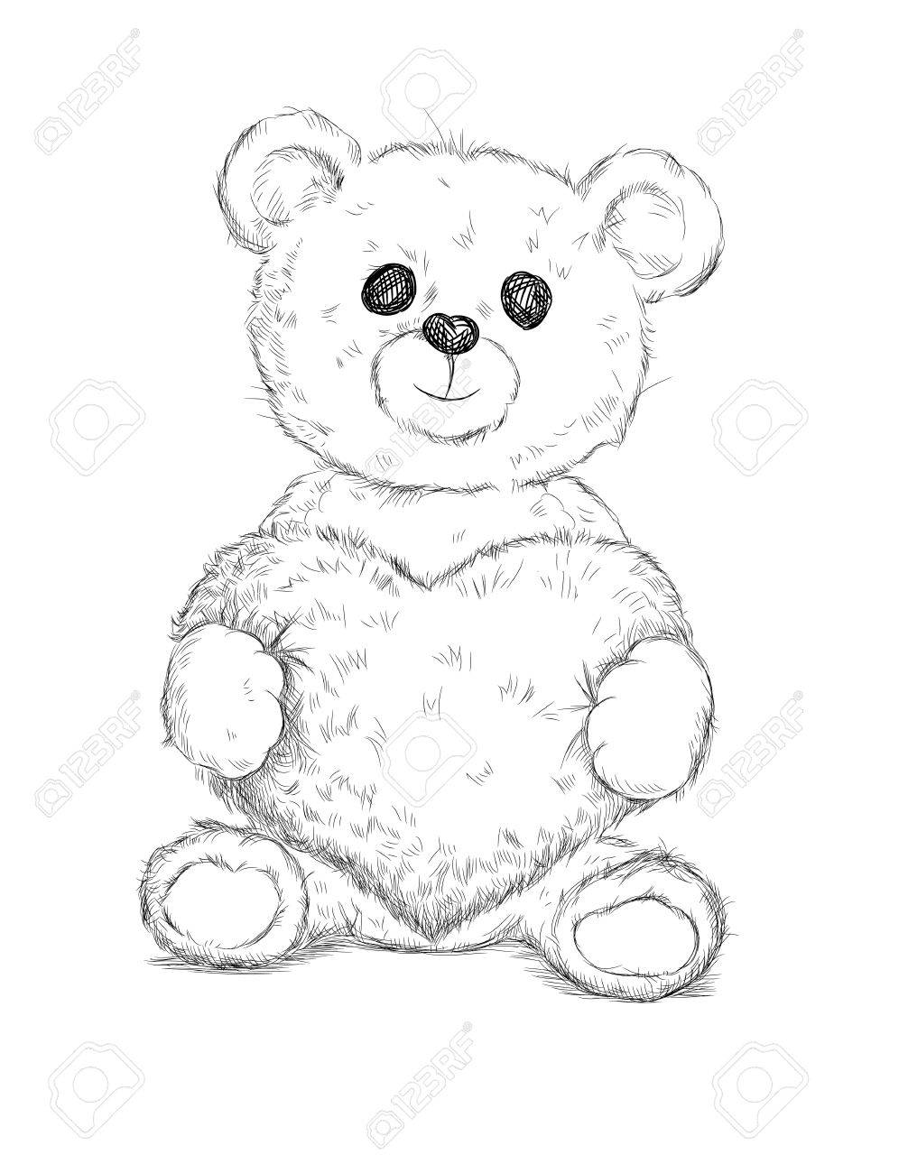 Hand Gezeichnet Teddybar Mit Herz Lizenzfrei Nutzbare Vektorgrafiken Clip Arts Illustrationen Image 12021250