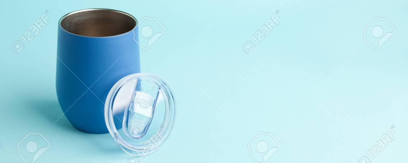 Reusable Eco Friendly Metal Cup For Take Away Coffee On Blue Stock Photo Picture And Royalty Free Image Image 147958889