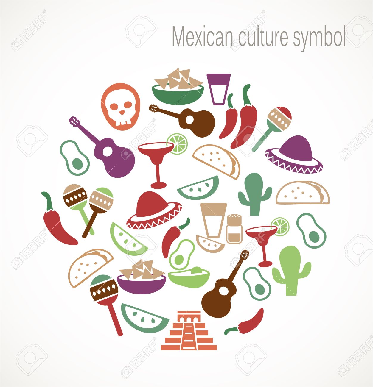 símbolos de la cultura mexicana ilustraciones vectoriales clip art
