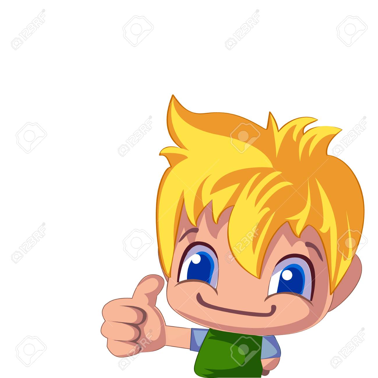 A Cheerful Illustration Of A Blond Boy Holding His Finger Up