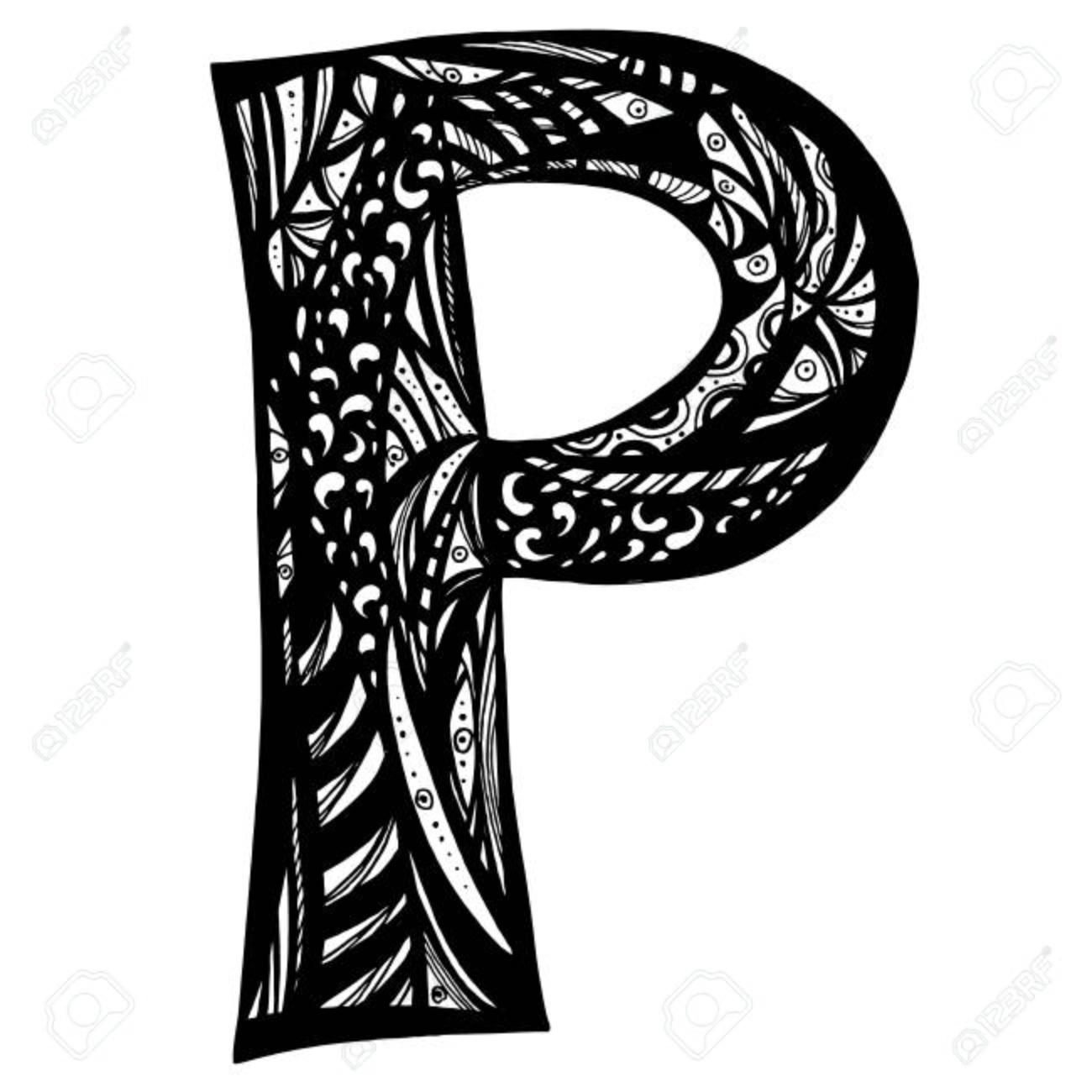Letter P Zentangle. Vector Decorative Object. English Alphabet Royalty Free  SVG, Cliparts, Vectors, And Stock Illustration. Image 102638064.