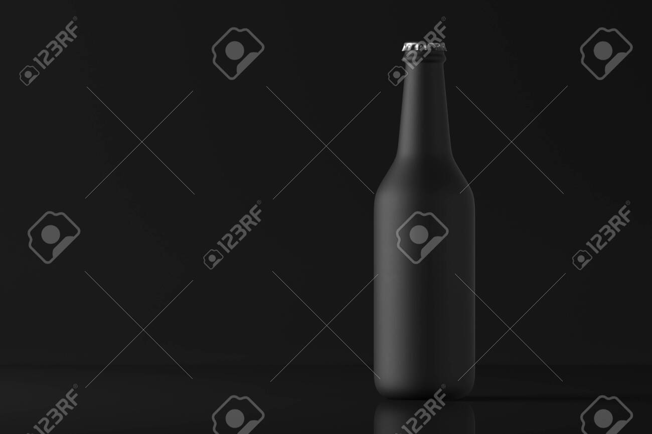 Download Beer Bottle Matte Black On A Dark Background Mock Up 3d Rendering Stock Photo Picture And Royalty Free Image Image 120491520