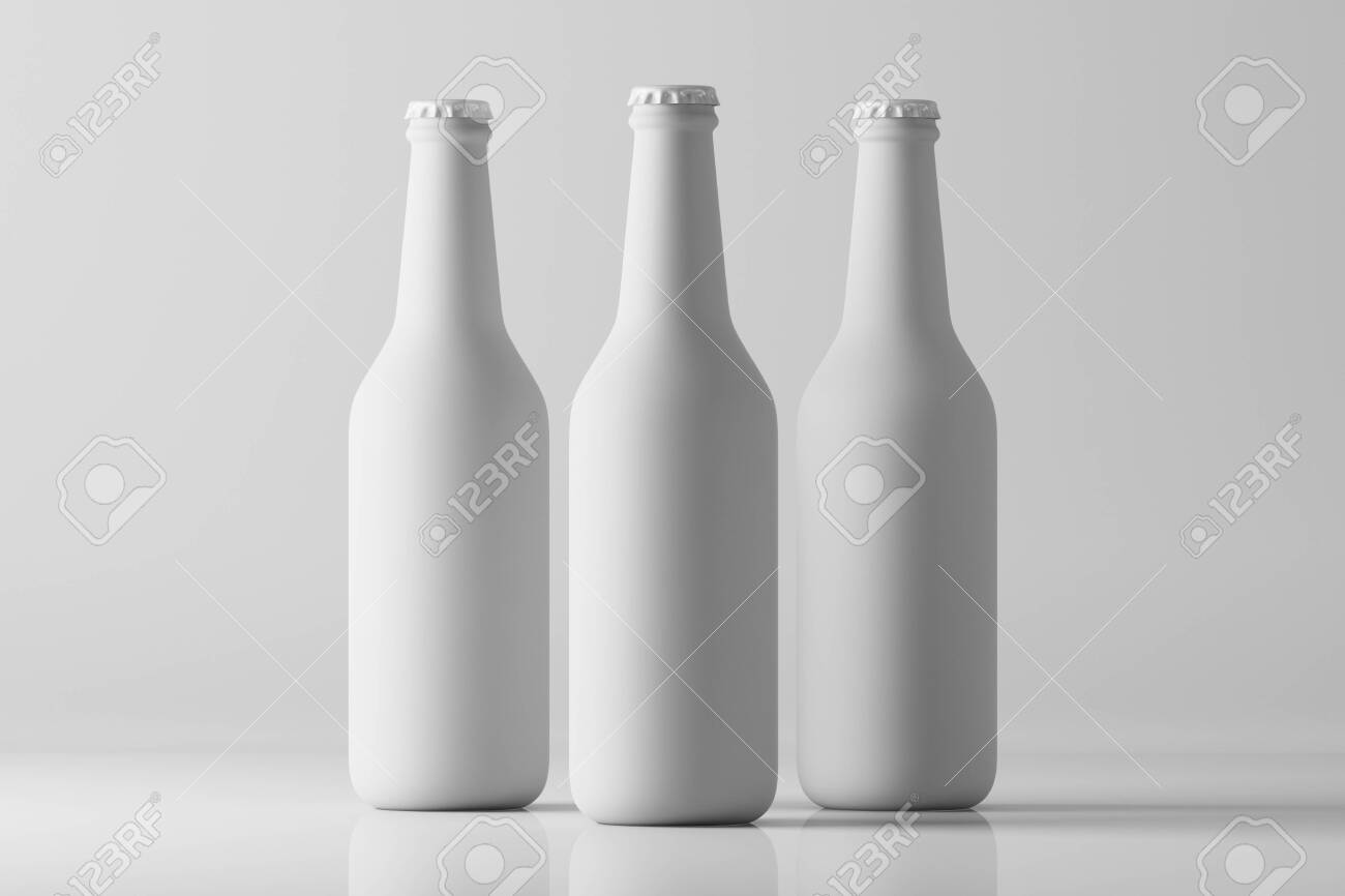 Download Three Glass Frosted White Bottles Standing In A Row On A Light Stock Photo Picture And Royalty Free Image Image 120491389