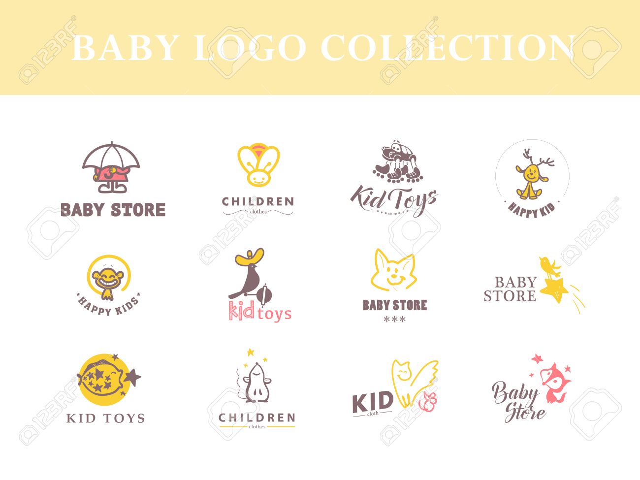 Collection Vecteur De Bebe Logo Enfants Conception D Etiquettes De Mode Vetements Pour Enfants De Marque Bebe Et Magasin D Enfant Modele De L Insigne Clip Art Libres De Droits Vecteurs Et Illustration Image