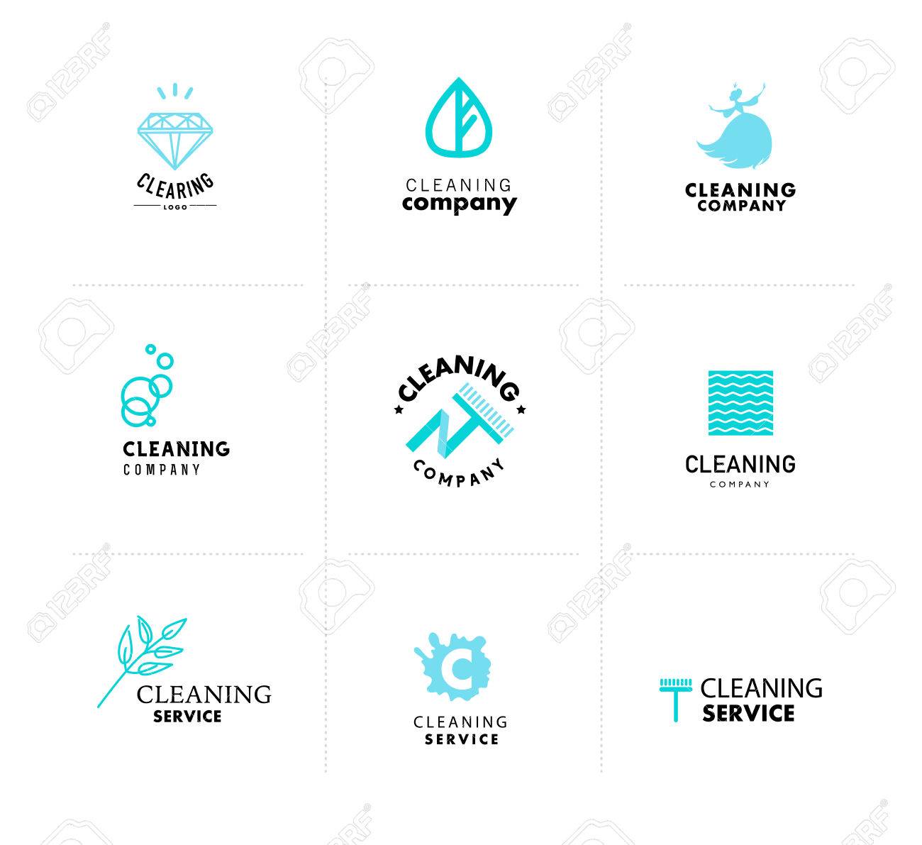 vector collection of flat logo for cleaning company clearing cleaning services company logos
