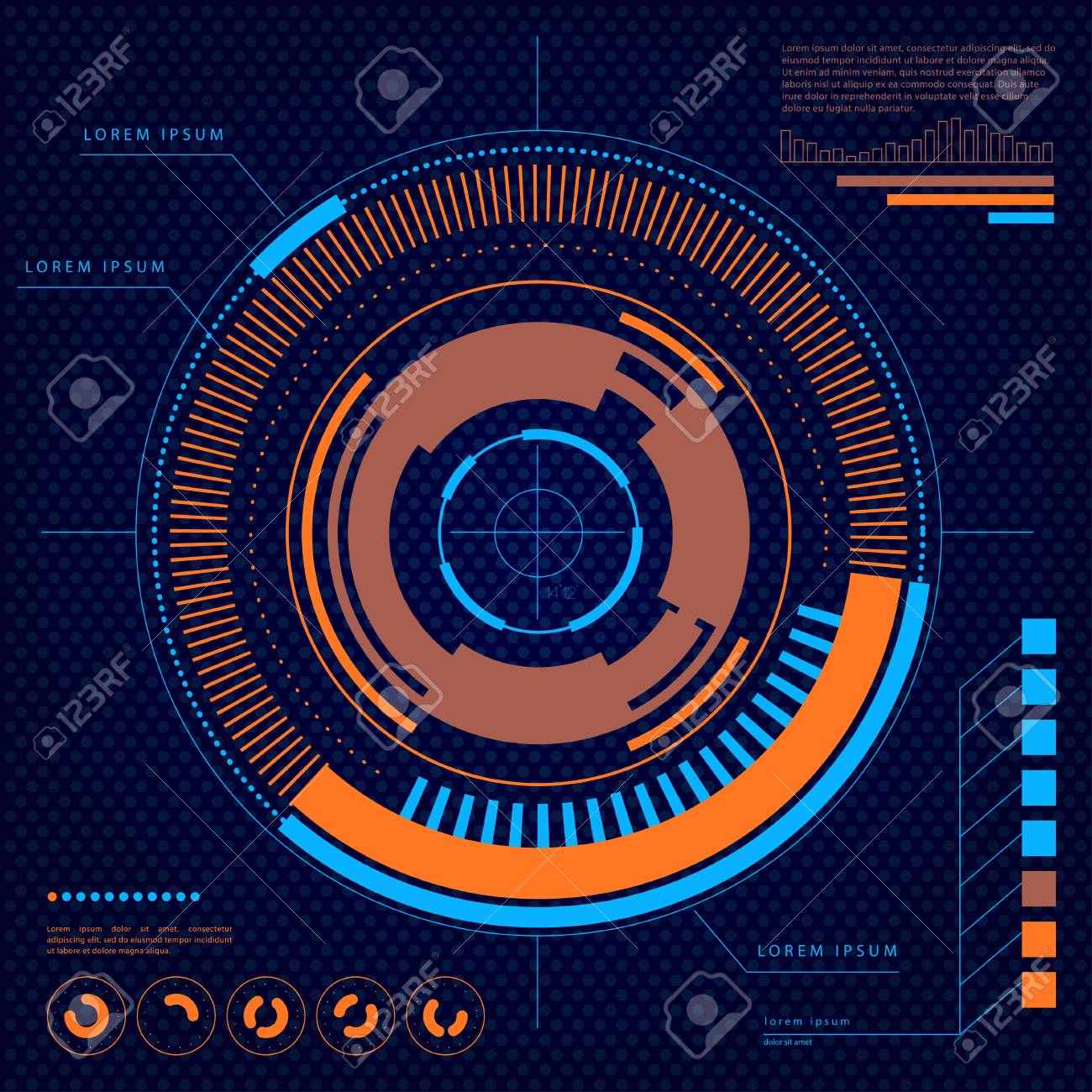 ベクトル未来的なユーザー インターフェイス デザイン要素です ターゲット Hud 表示テンプレート イラストを目指してください ヘッドアップ コンセプトの背景 科学的な画面の背景のデザイン のイラスト素材 ベクタ Image