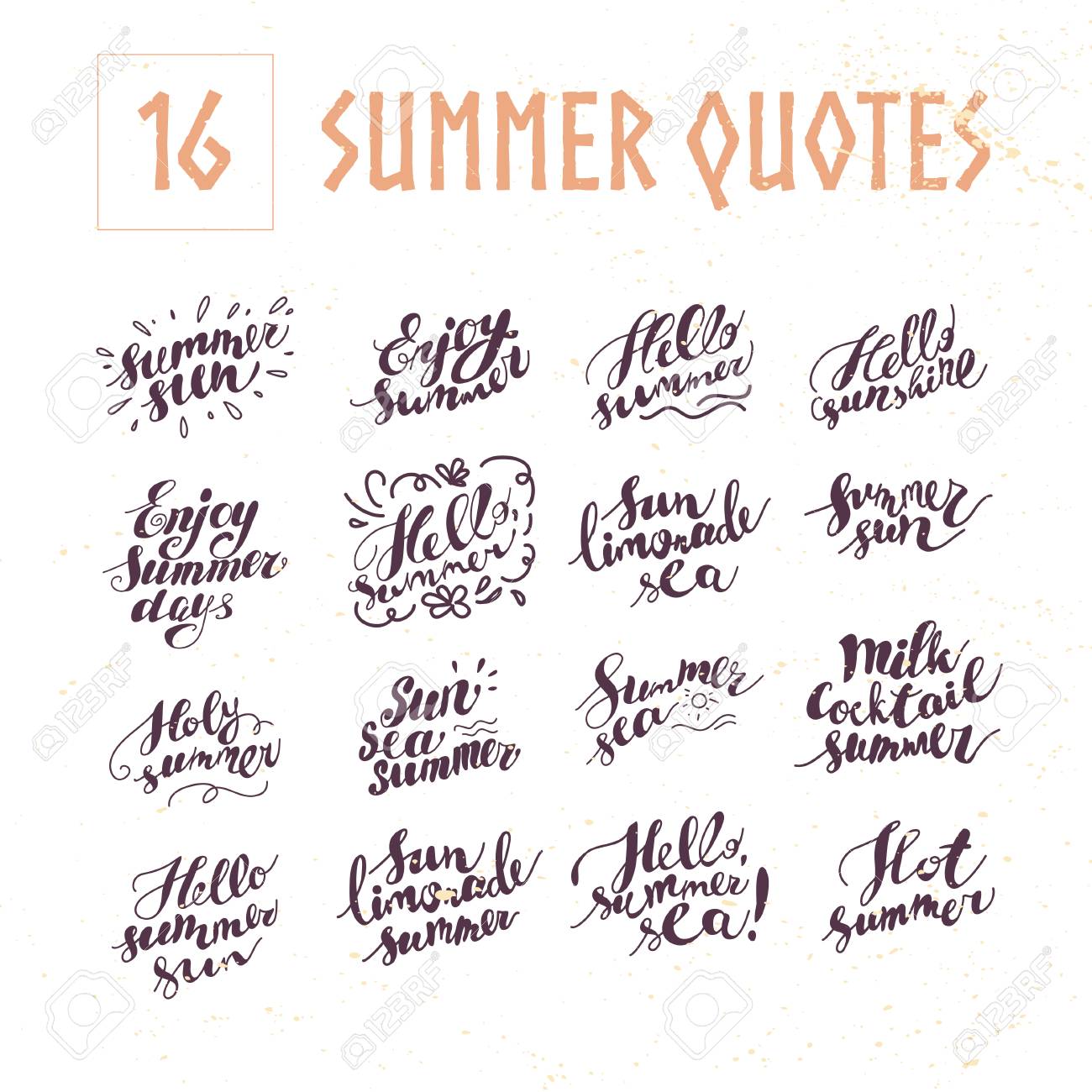 Collection De Vecteur De Citations D Ete Plat Main Artistique Ecrite Isole Sur Fond Blanc Police Lettrage Phrase Bonjour Ete Element Floral Bon Pour L Impression Publicite De L Ete Banniere Carte Clip Art Libres
