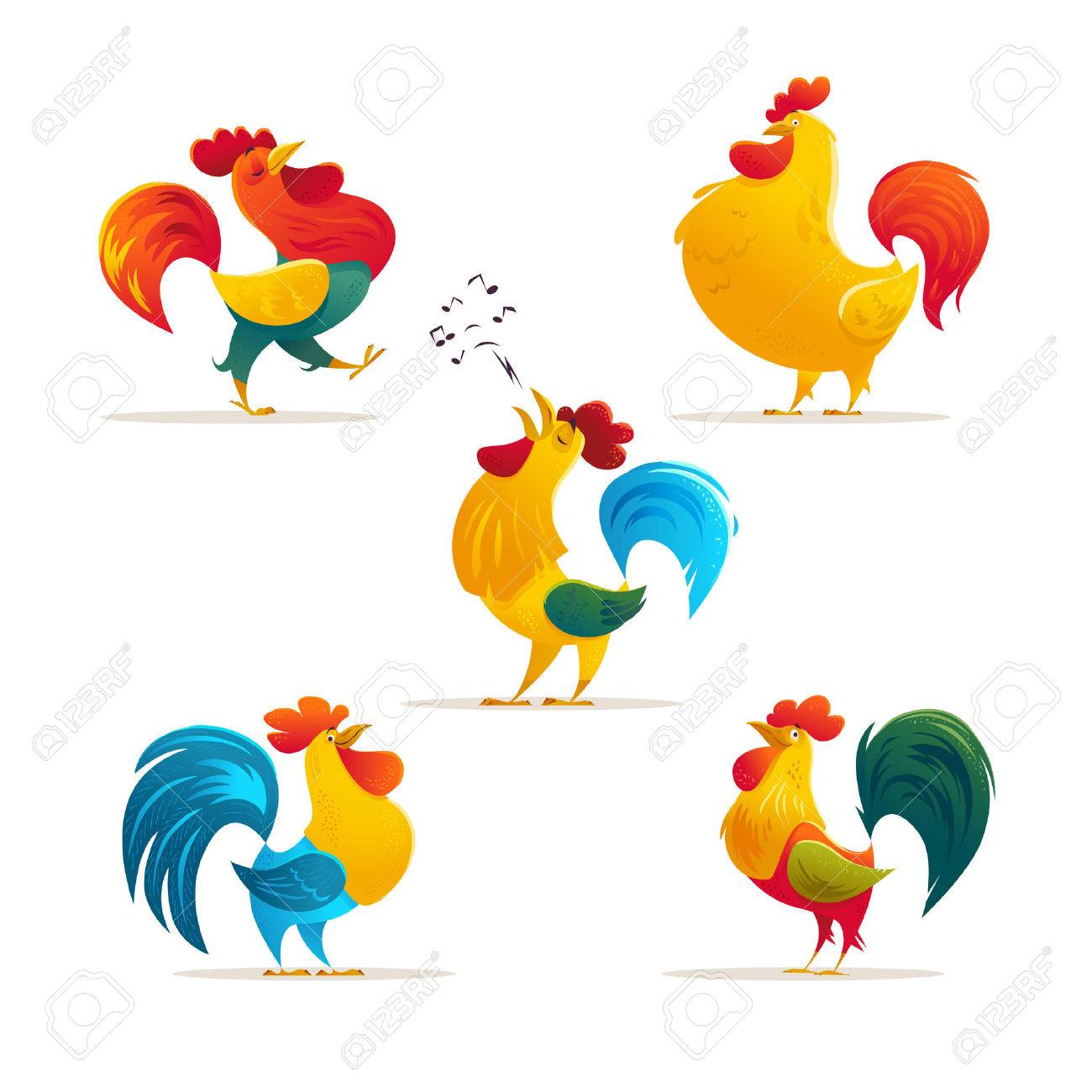 Vector New Year symbol design. Rooster, cock portrait cartoon illustration. Holiday card design element. Merry Christmas, happy New Year memory card, advertisement design. Chinese year symbol. - 62175293 Vector New Year symbol design. Rooster, cock portrait cartoon illustration. Holiday card design element. Merry Christmas, happy New Year memory card, advertisement design. Chinese year symbol. - 62175293