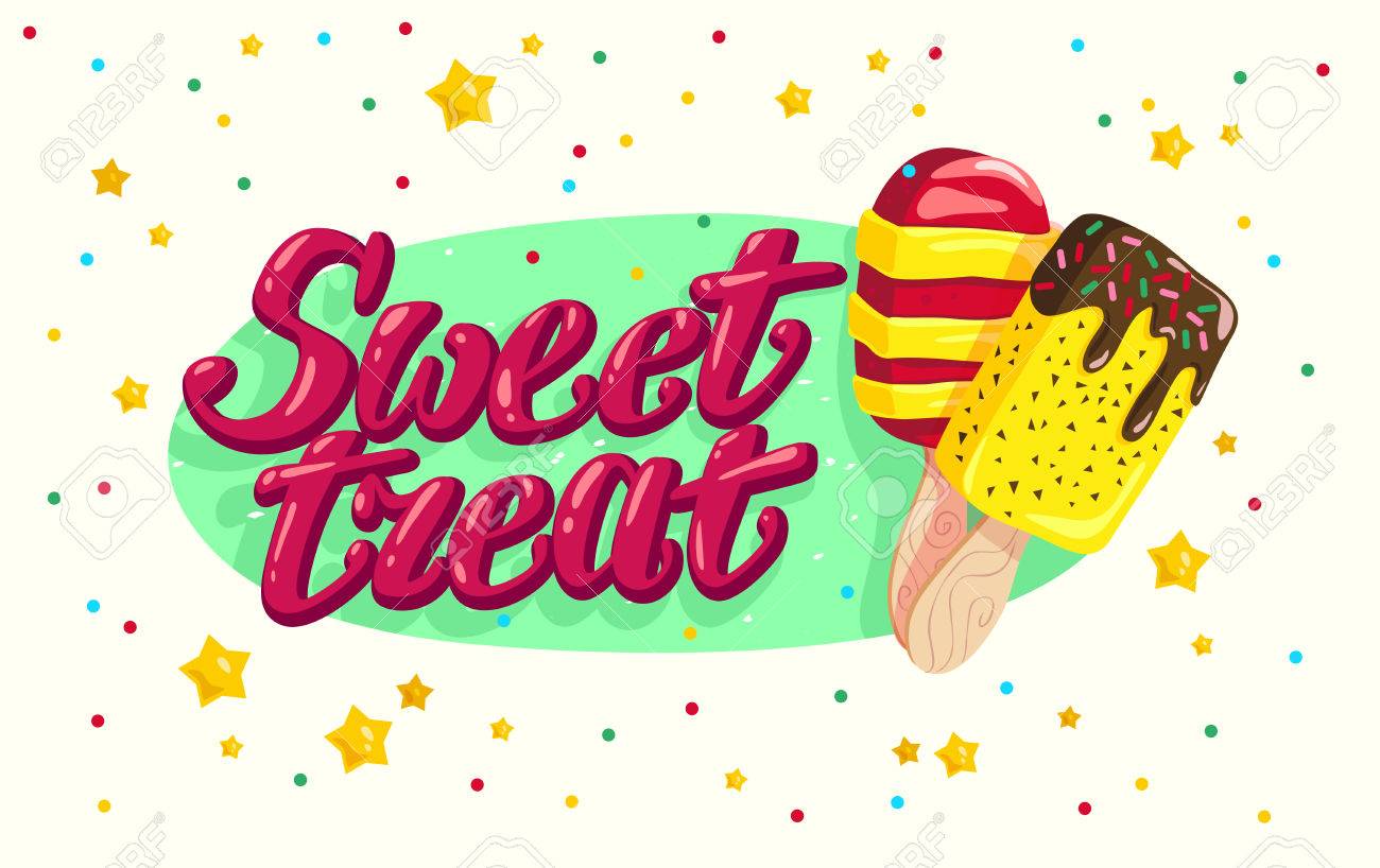 Vector Flat Ice Cream Truck Shop Store With Hand Written Font Stock Photo Picture And Royalty Free Image Image