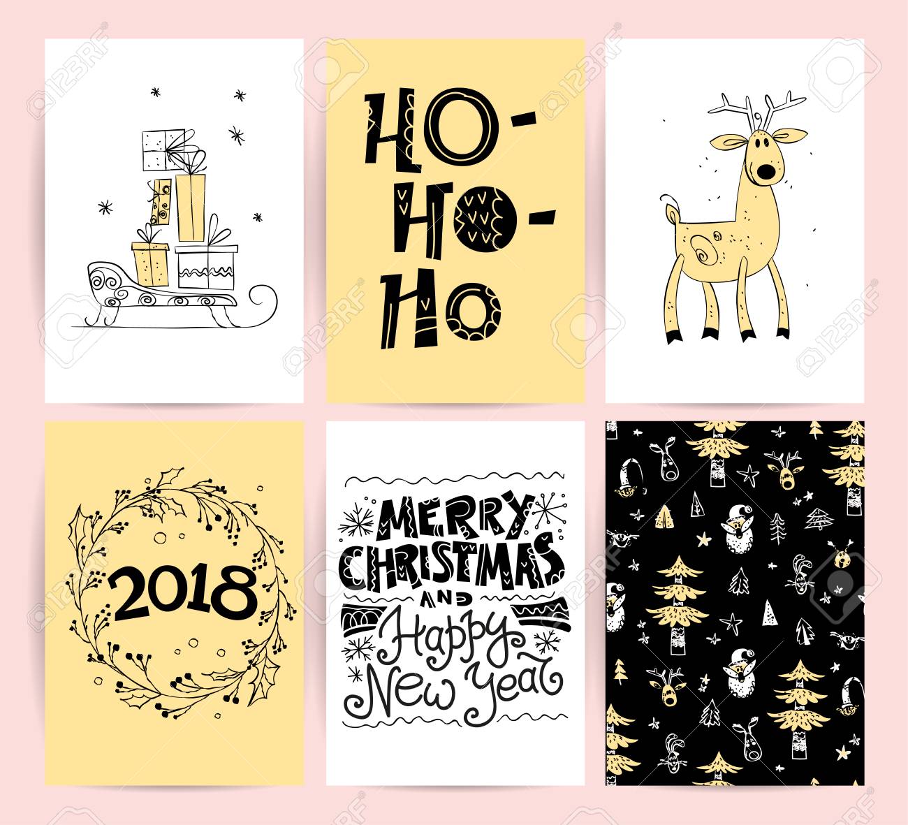 ベクトル クリスマス 新年のお祝いのカード デザインのセットです 北欧風イラスト のイラスト素材 ベクタ Image ベクトル クリスマス 新年のお祝いのカード デザインのセットです 北欧風イラスト のイラスト素材 ベクタ Image