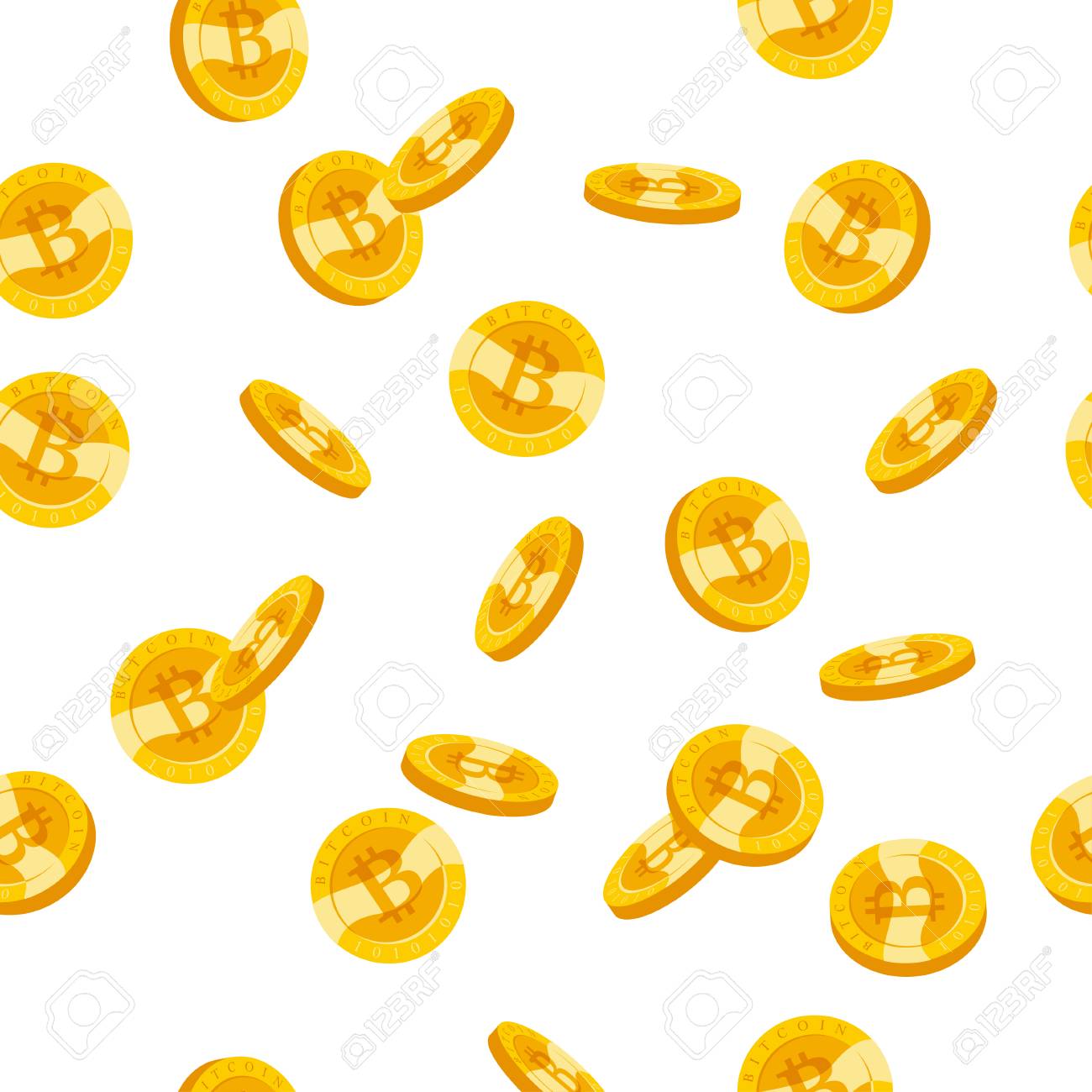 Vector Seamless Pattern With Golden Coins Falling Down Isolated On White  Background. Bitcoin Emblem. Cryptocurrrency Symbol. Coin With Bitcoin Sign  Illustration. Royalty Free SVG, Cliparts, Vectors, and Stock Illustration.  Image 89540303.