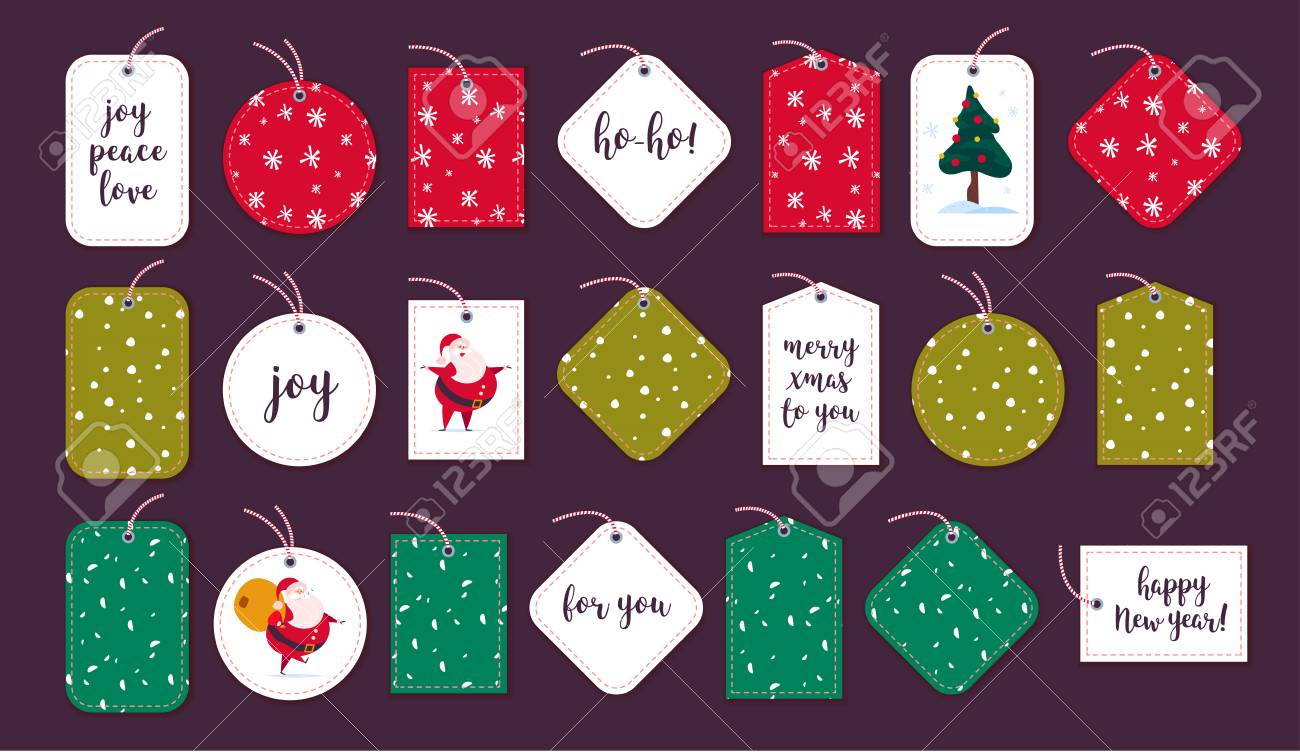 vector collection of christmas gift tags badges different shapes gift tags shapes