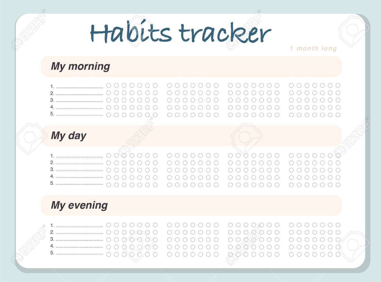 vector habits tracker page design template calendar for month tracker calendar