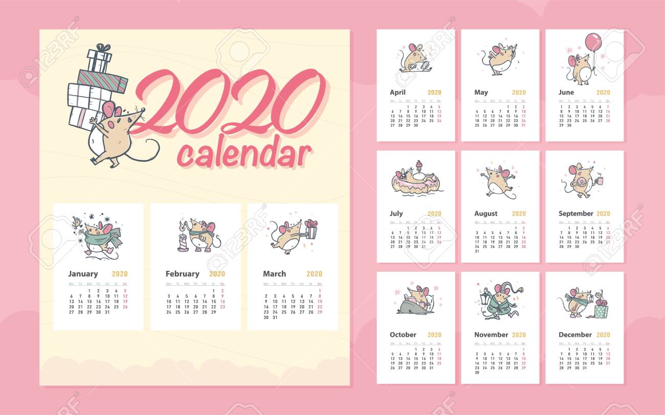 Character Kids Monthly Calendar Template