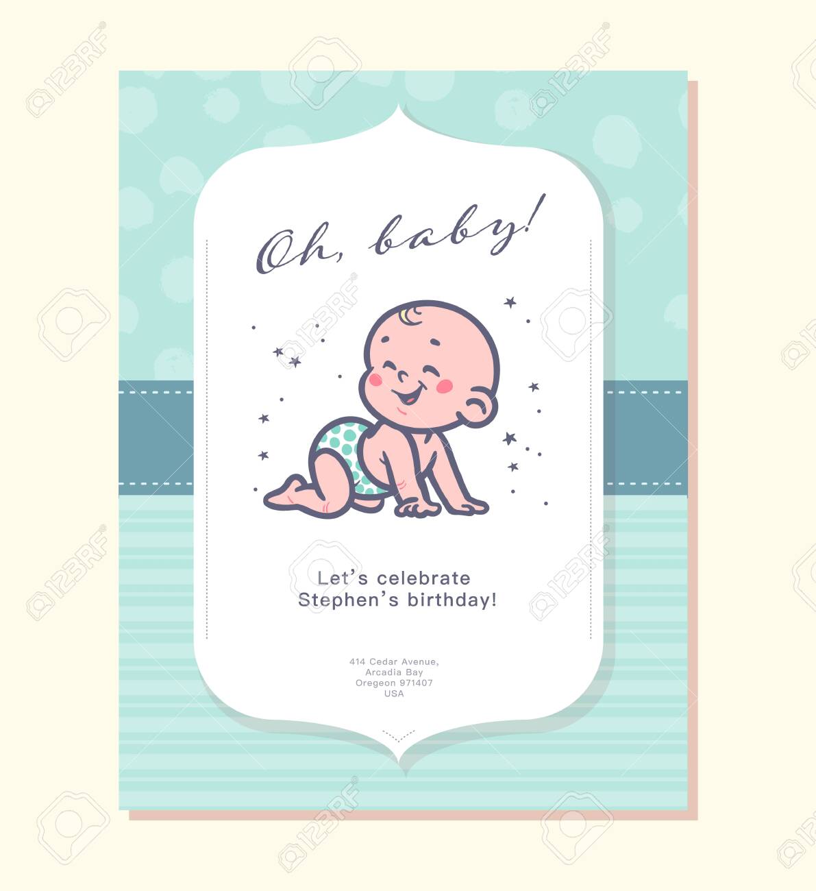 Baby Shower Card Invitation Poster Design Template With Cute Royalty Free Cliparts