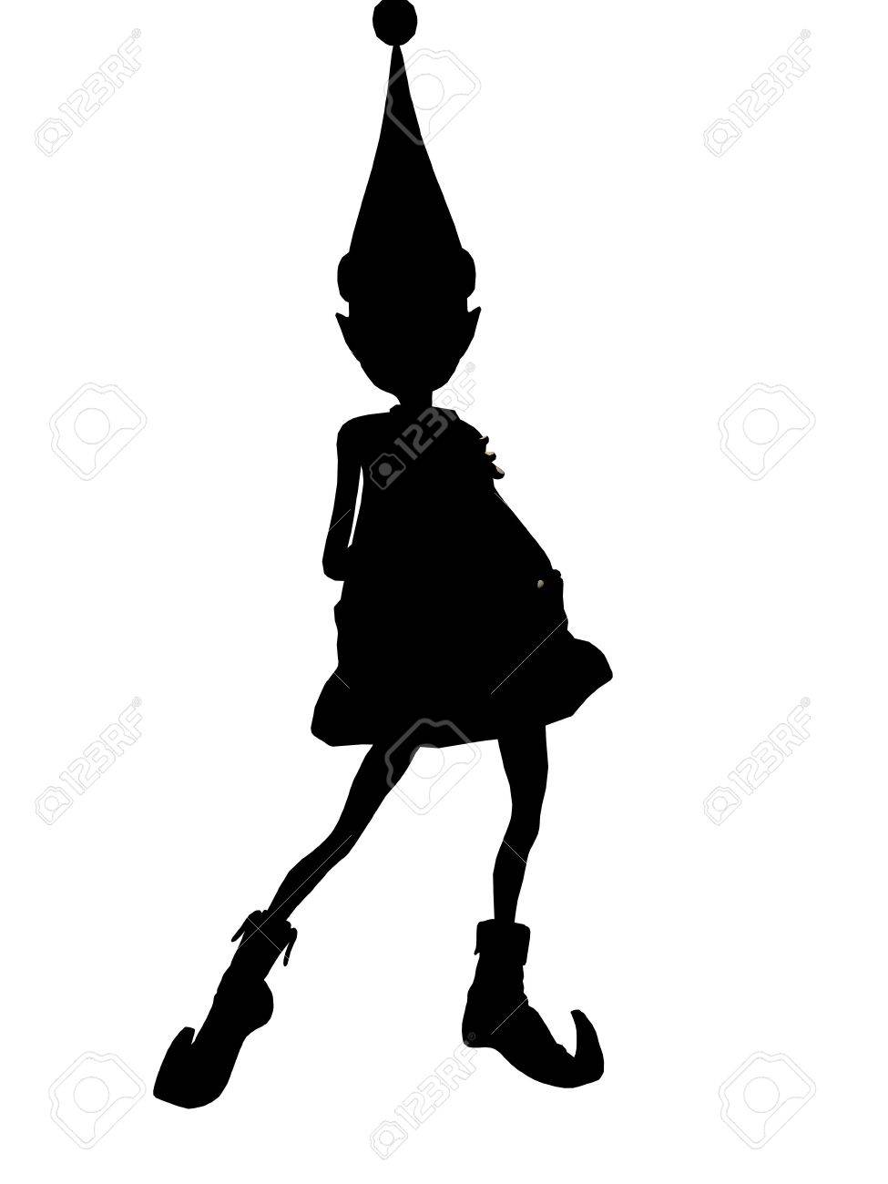 a black christmas elf illustration silhouette on a white background black christmas elf