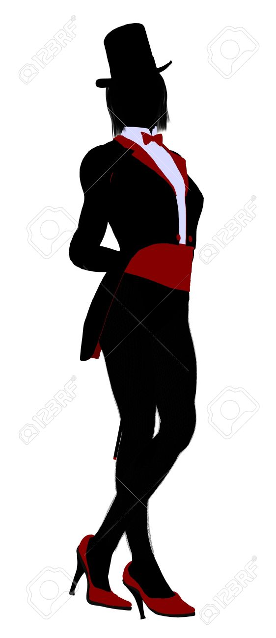 白い背景の上の女性マジシャンのシルエット イラスト の写真素材 画像素材 Image