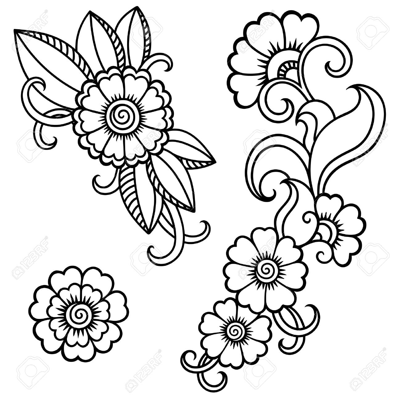 henna tattoo flower template mehndi royalty free cliparts vectors