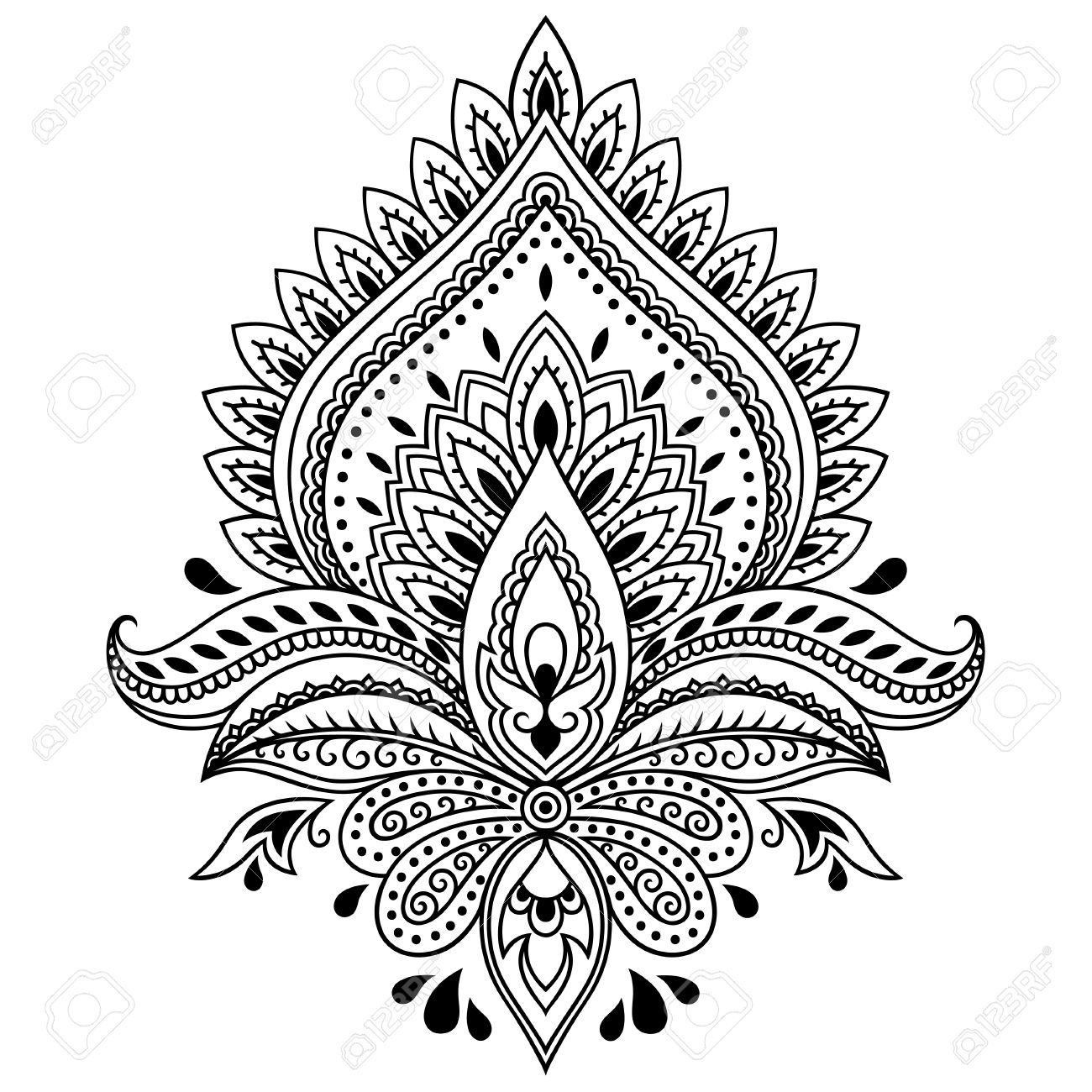 henna tattoo flower template in indian style ethnic floral paisley