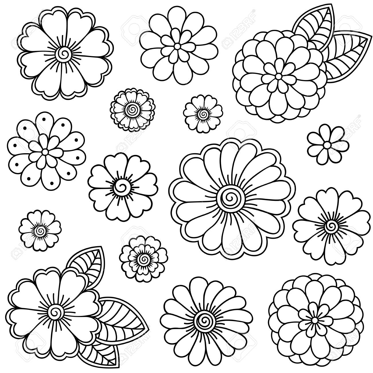 ヘナ タトゥーの花 一時的な刺青 設定します のイラスト素材 ベクタ Image 6234