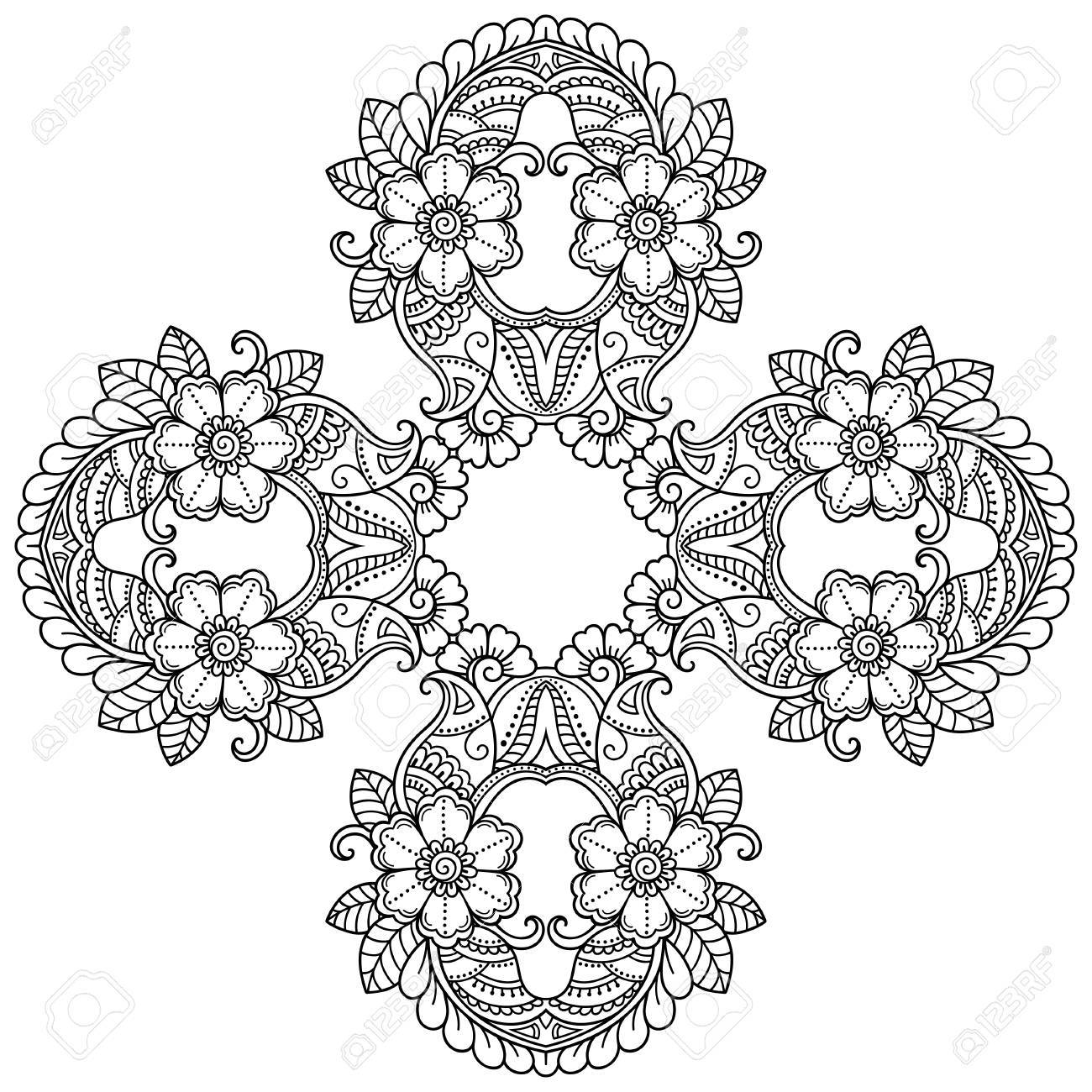 henna tattoo mandala in mehndi stil muster fr malbuch hand gezeichnet vektor illustration - Henna Tattoo Muster henna tattoo mandala in mehndi stil muster fr malbuch hand gezeichnet vektor illustration - Henna Tattoo Muster