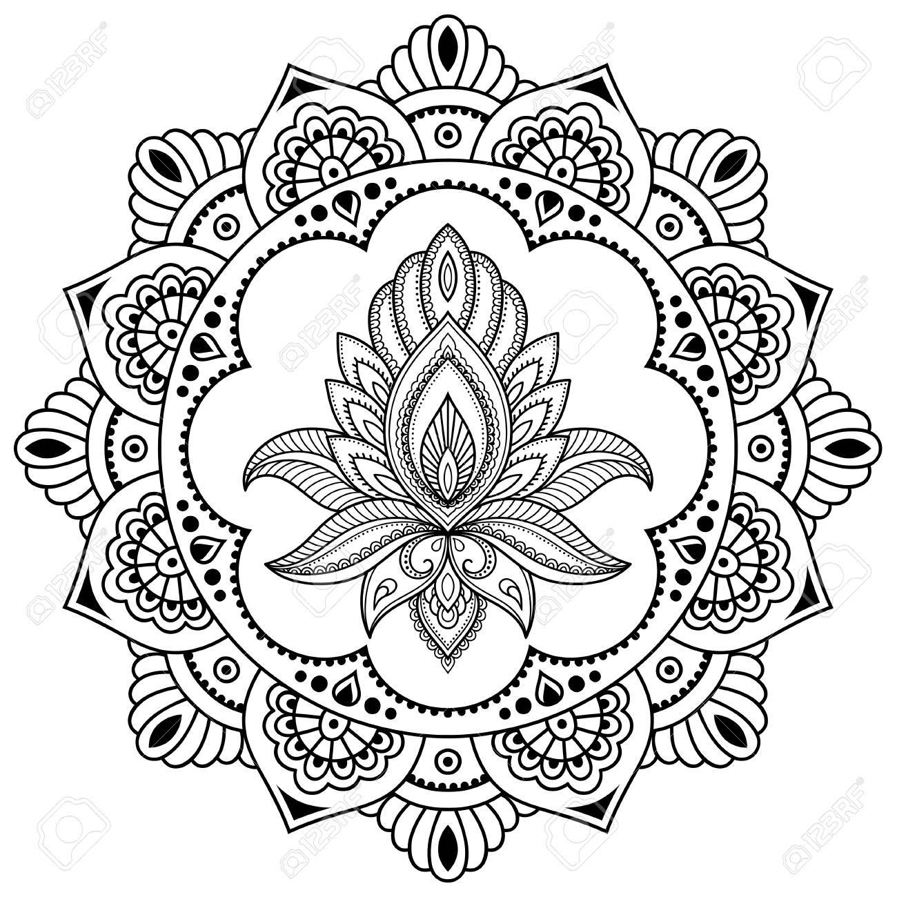 a circular pattern in the form of a mandala henna tattoo flower