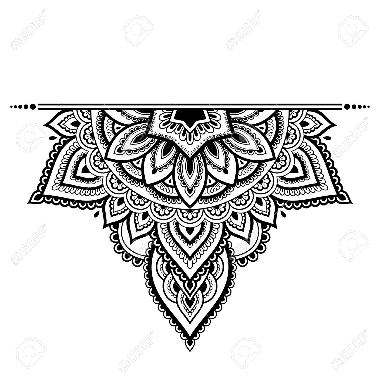 Motif De Mandala Mehndi Pour Le Dessin Et Le Tatouage Au Henné. Décoration  De Style Ethnique Oriental, Indien. Clip Art Libres De Droits, Svg,  Vecteurs Et Illustration. Image 116811428