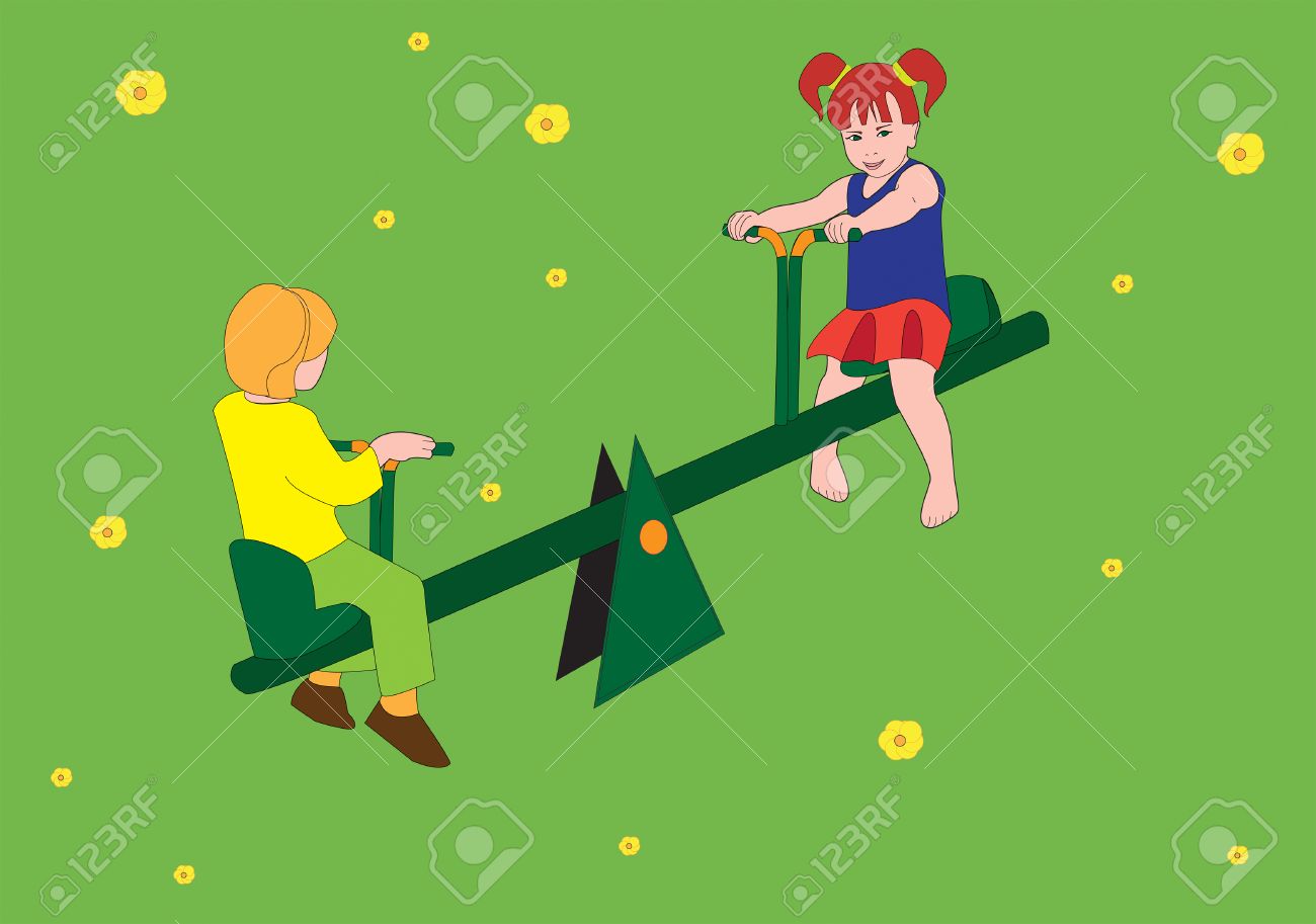 児童公園 楽しい 幸せのブランコに乗る二人の女の子を振るのイラスト素材 ベクタ Image 351