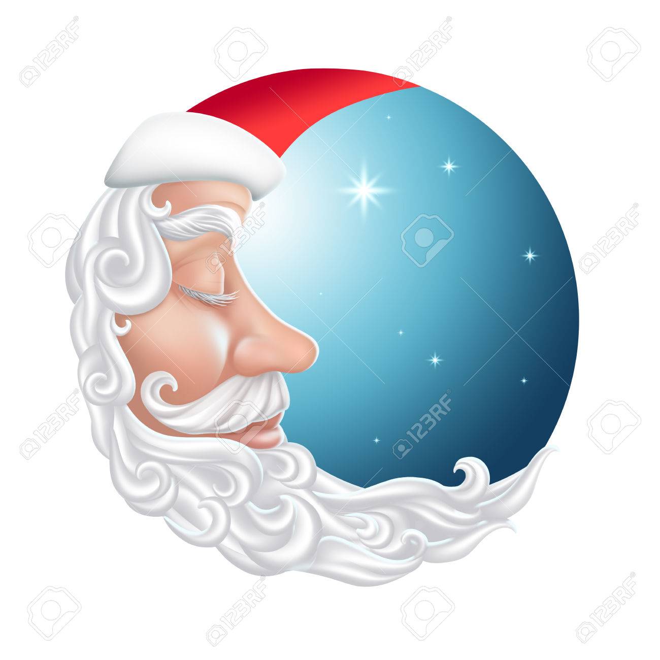 Sleeping Half Moon Face Bearded Old Man Saint Nicolas Illustration Stock Photo Picture And Royalty Free Image Image